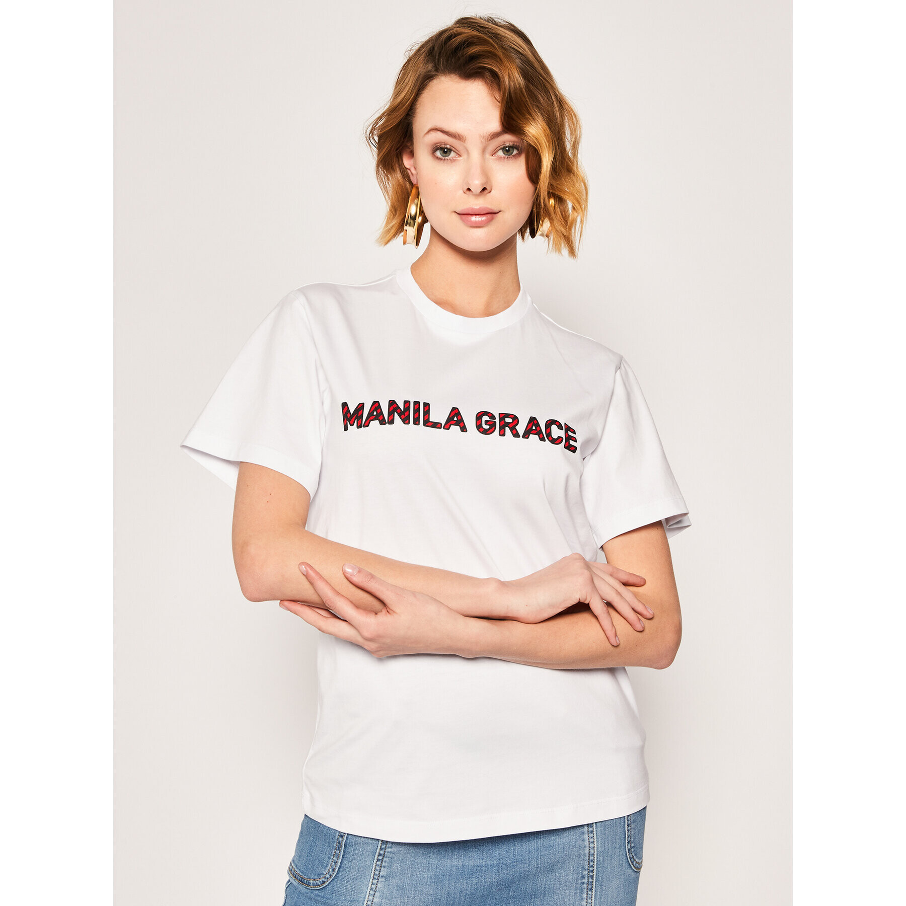 Manila Grace Тишърт T169CU Бял Regular Fit - Pepit.bg