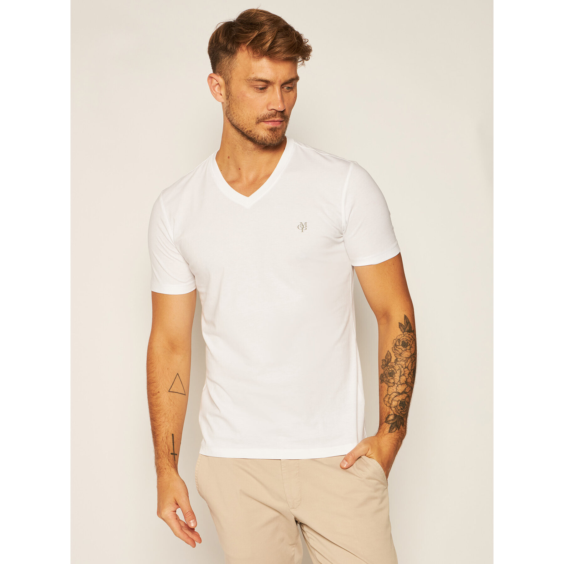 Marc O'Polo Тишърт B21 2220 51018 Бял Shaped Fit - Pepit.bg