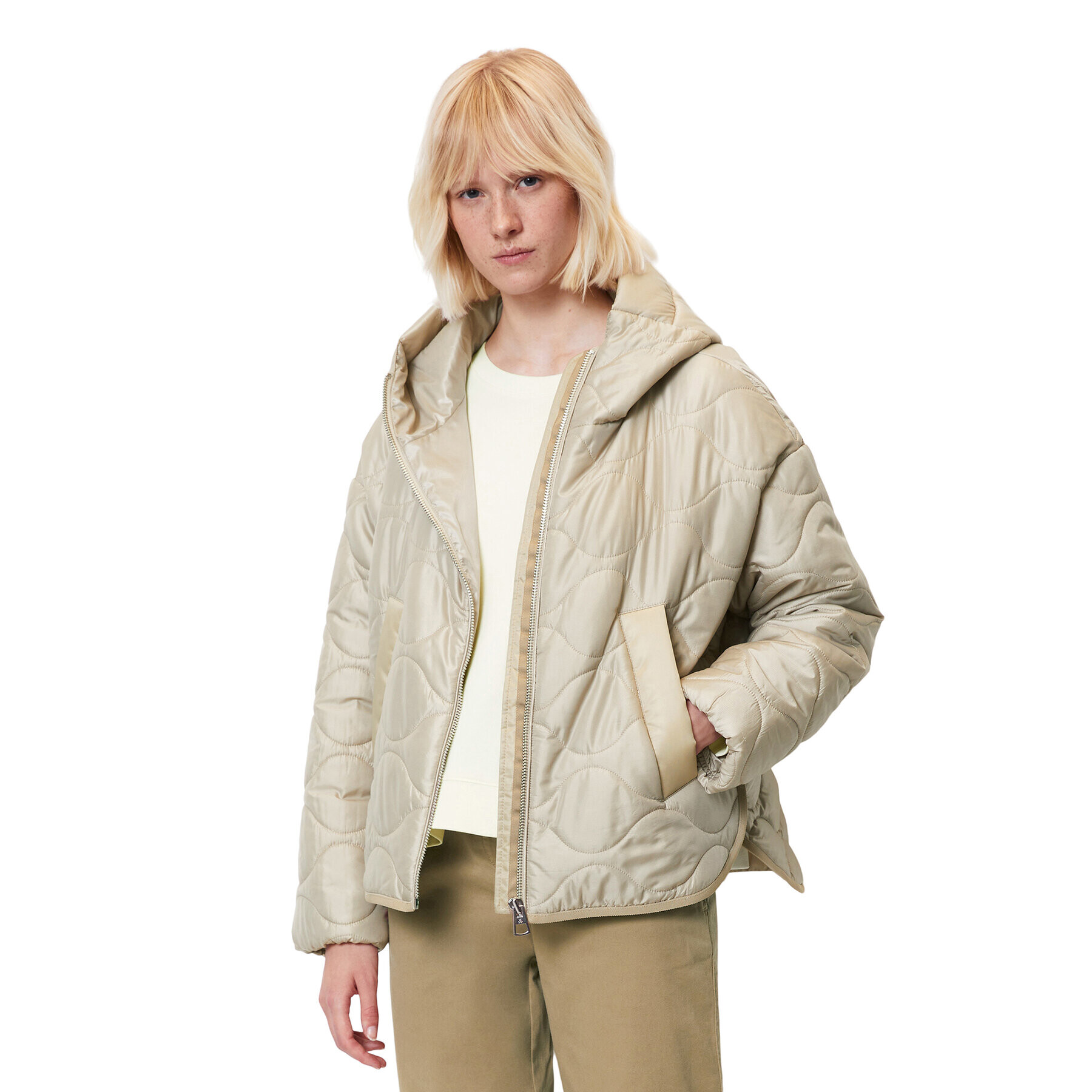 Marc O'Polo Пухено яке 308 1045 70101 Бежов Regular Fit - Pepit.bg