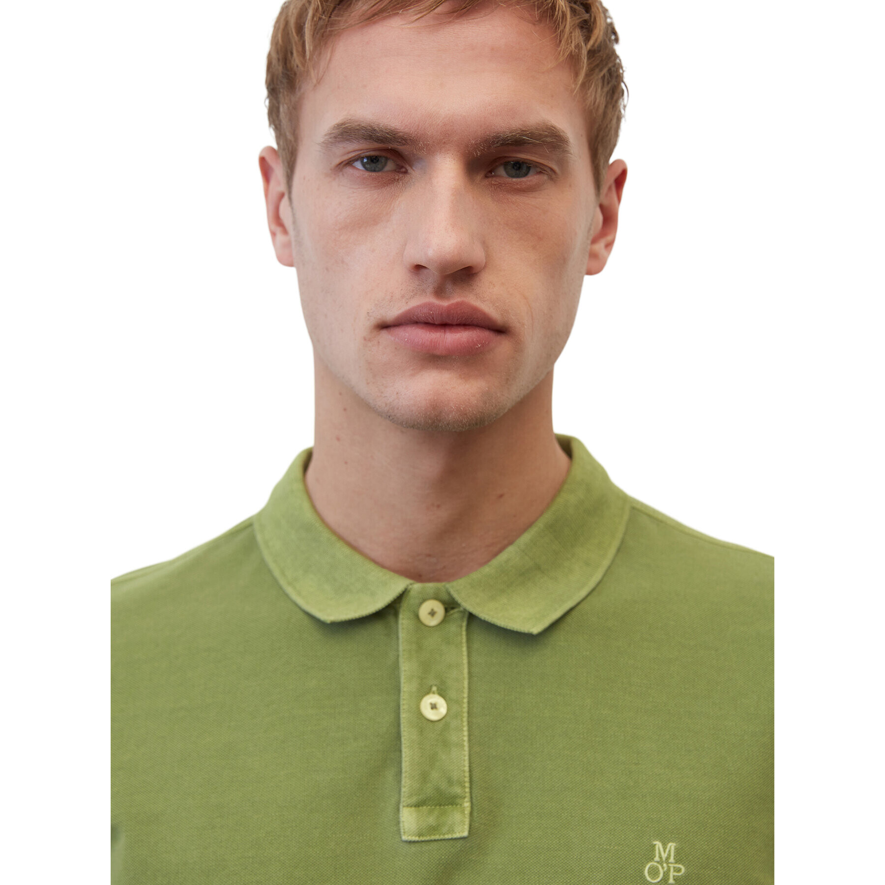 Marc O'Polo Тениска с яка и копчета M22226653000 Зелен Regular Fit - Pepit.bg