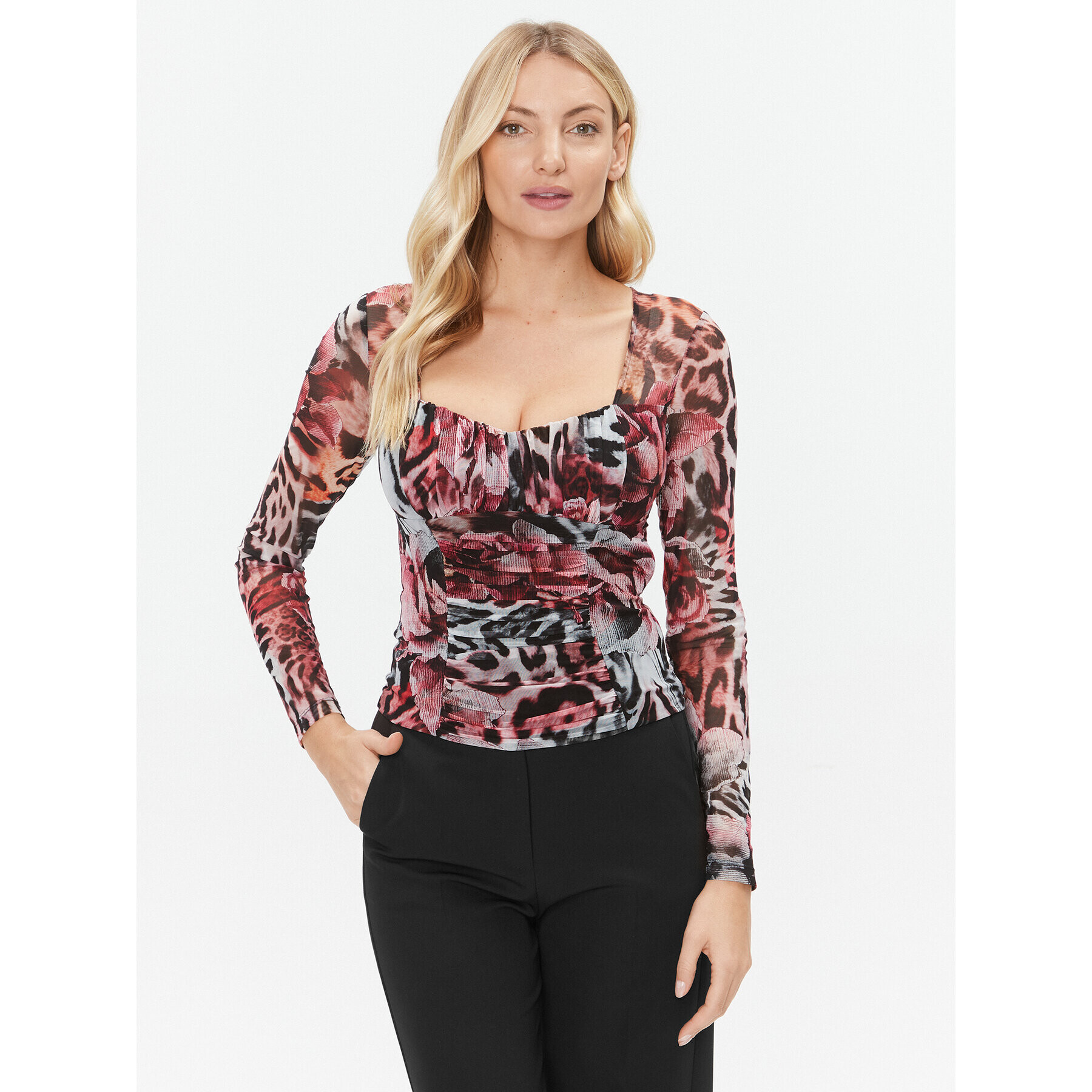 Marciano Guess Блуза Leopard 3BGP07 6875Z Розов Regular Fit - Pepit.bg