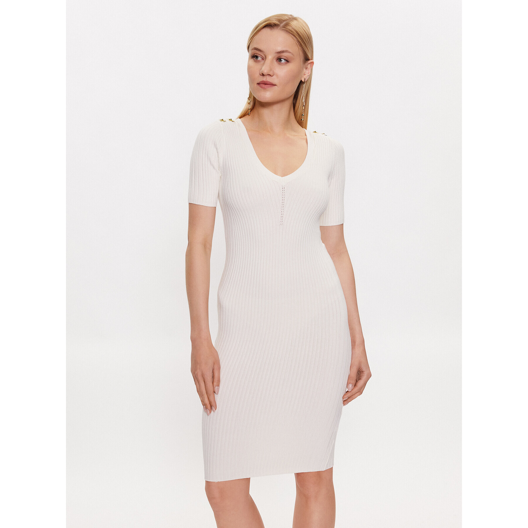 Marciano Guess Плетена рокля 3YGK01 5613Z Бял Bodycon Fit - Pepit.bg