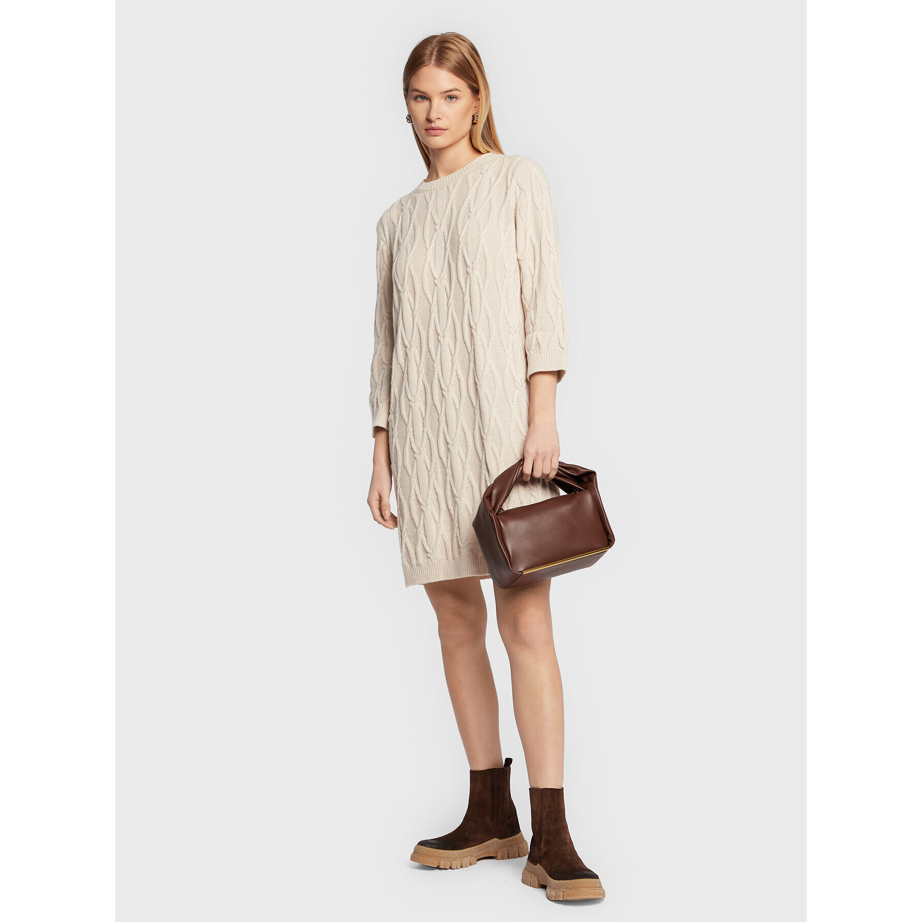Marella Плетена рокля Sciovia 33260127 Екрю Regular Fit - Pepit.bg