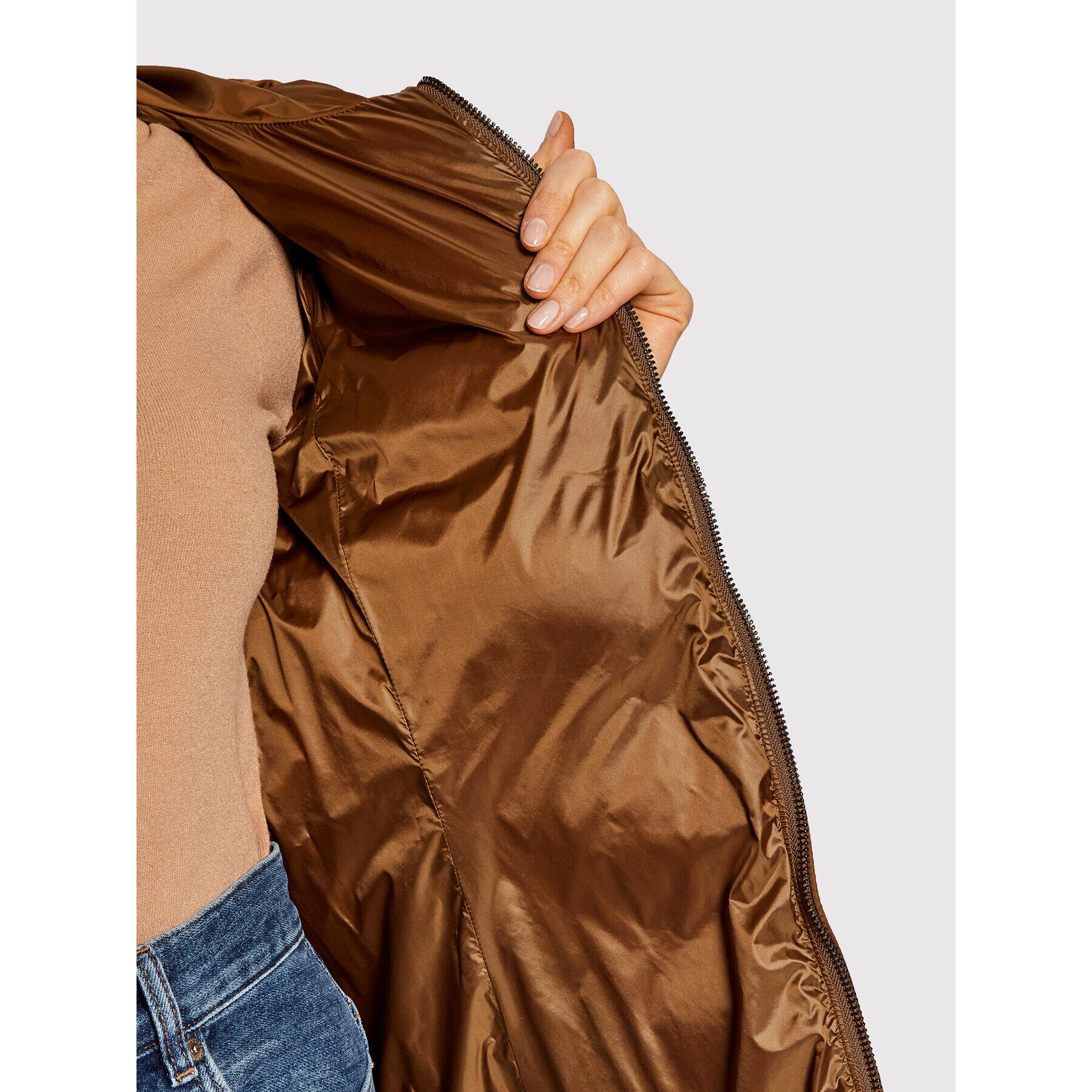 Marella Пухено яке Calmo 34861117 Кафяв Slim Fit - Pepit.bg