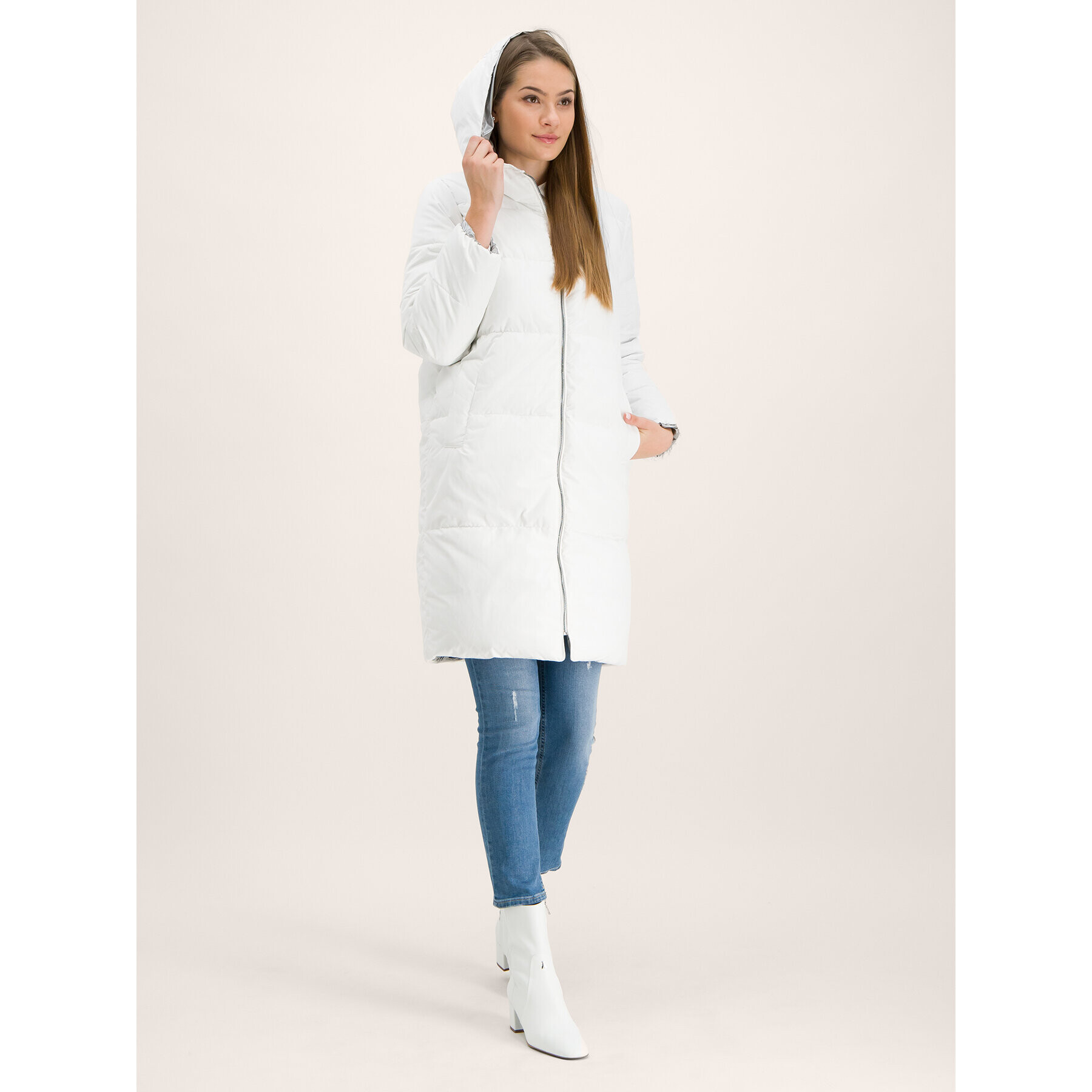 Marella Пухено яке Nepos 34960599 Бял Regular Fit - Pepit.bg
