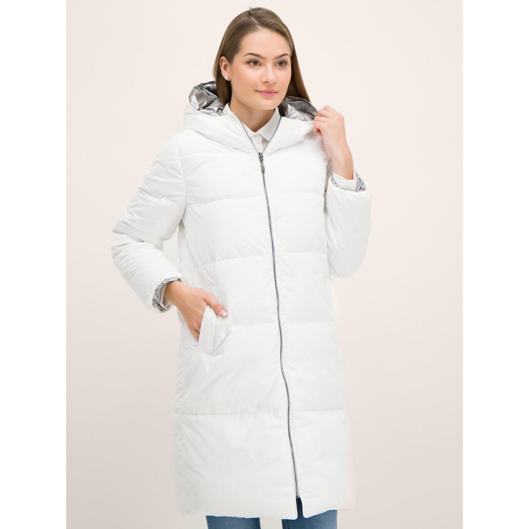 Marella Пухено яке Nepos 34960599 Бял Regular Fit - Pepit.bg