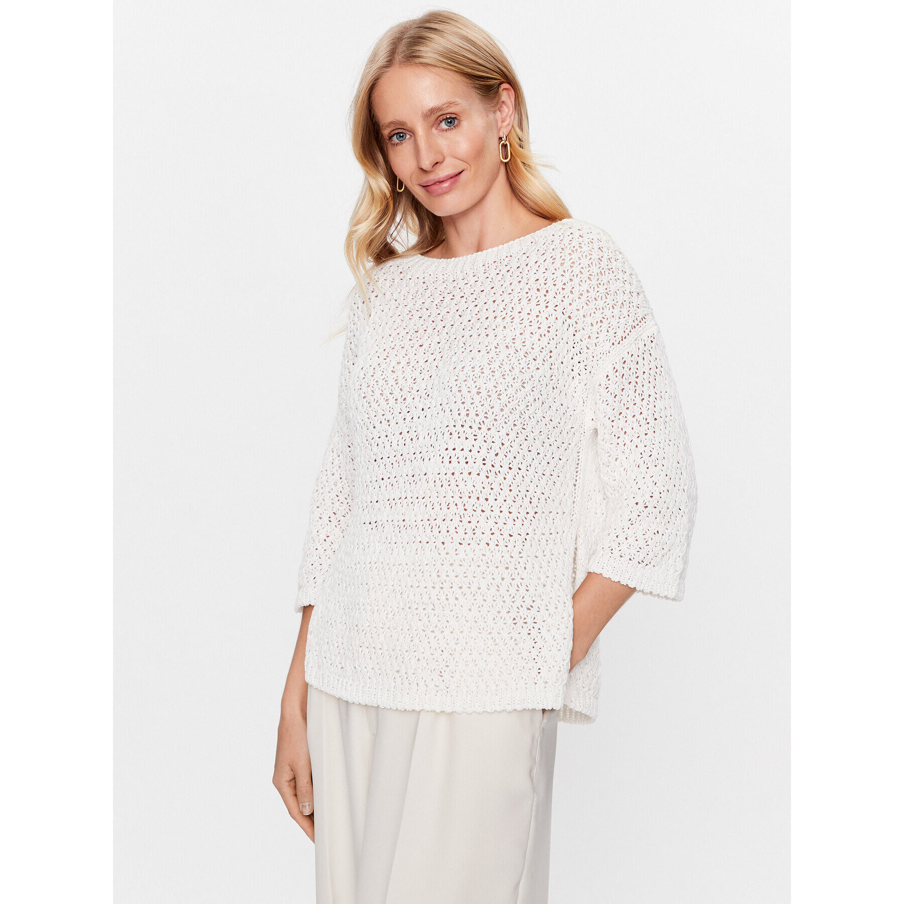 Marella Пуловер Sorba 2333610435 Бял Regular Fit - Pepit.bg