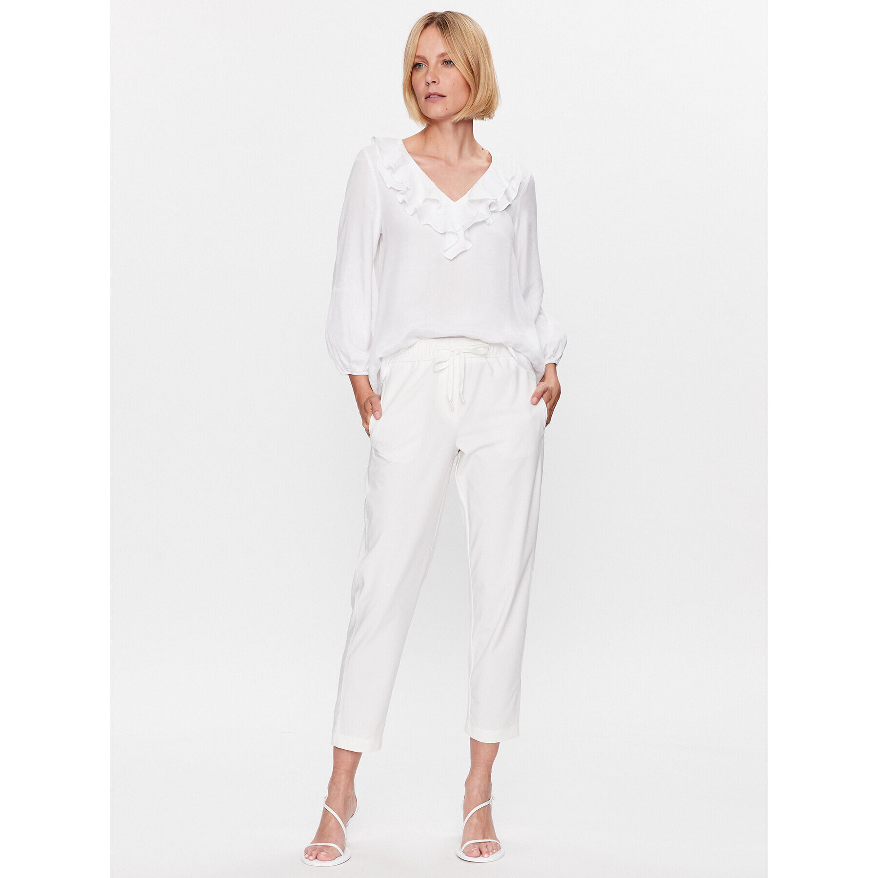 Marella Текстилни панталони Coro 2331310935 Бял Regular Fit - Pepit.bg