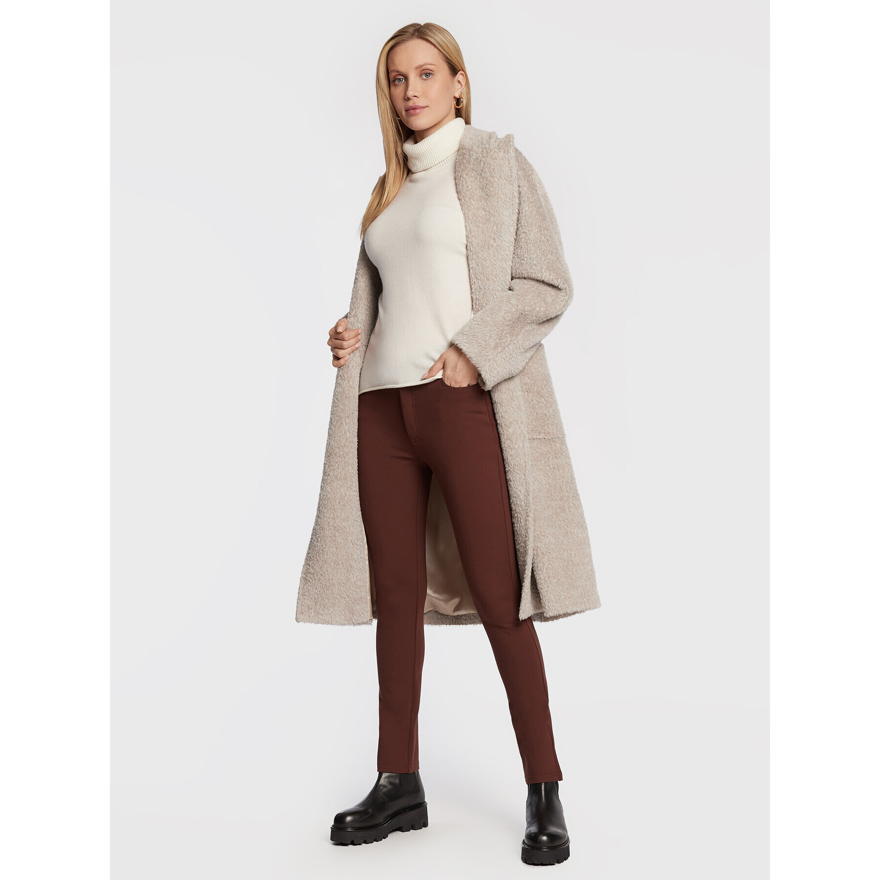 Marella Текстилни панталони Nitrite 37860229 Кафяв Slim Fit - Pepit.bg