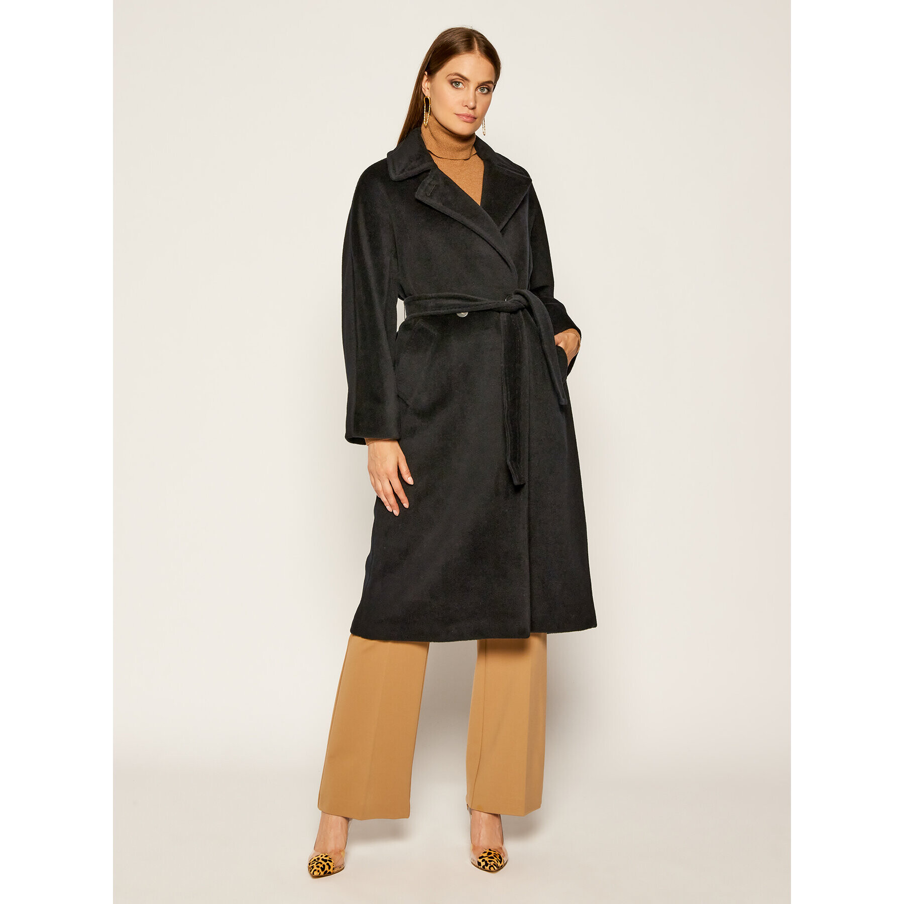 Marella Вълнено палто 30160696 Черен Regular Fit - Pepit.bg