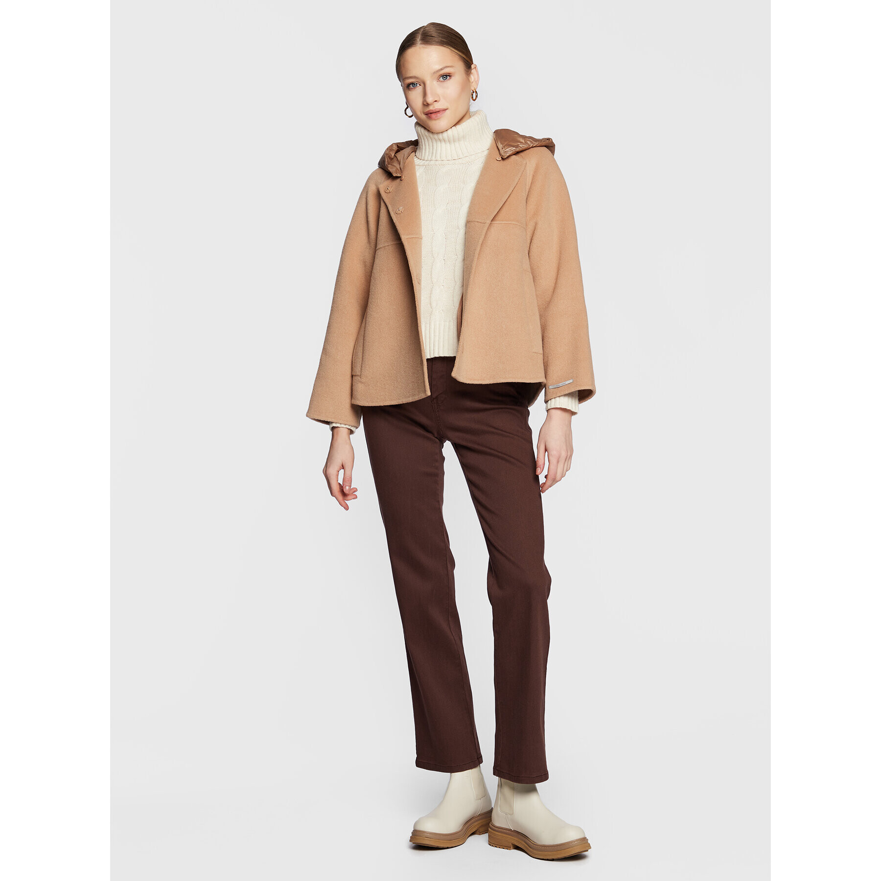 Marella Вълнено палто Era 30860227 Кафяв Regular Fit - Pepit.bg