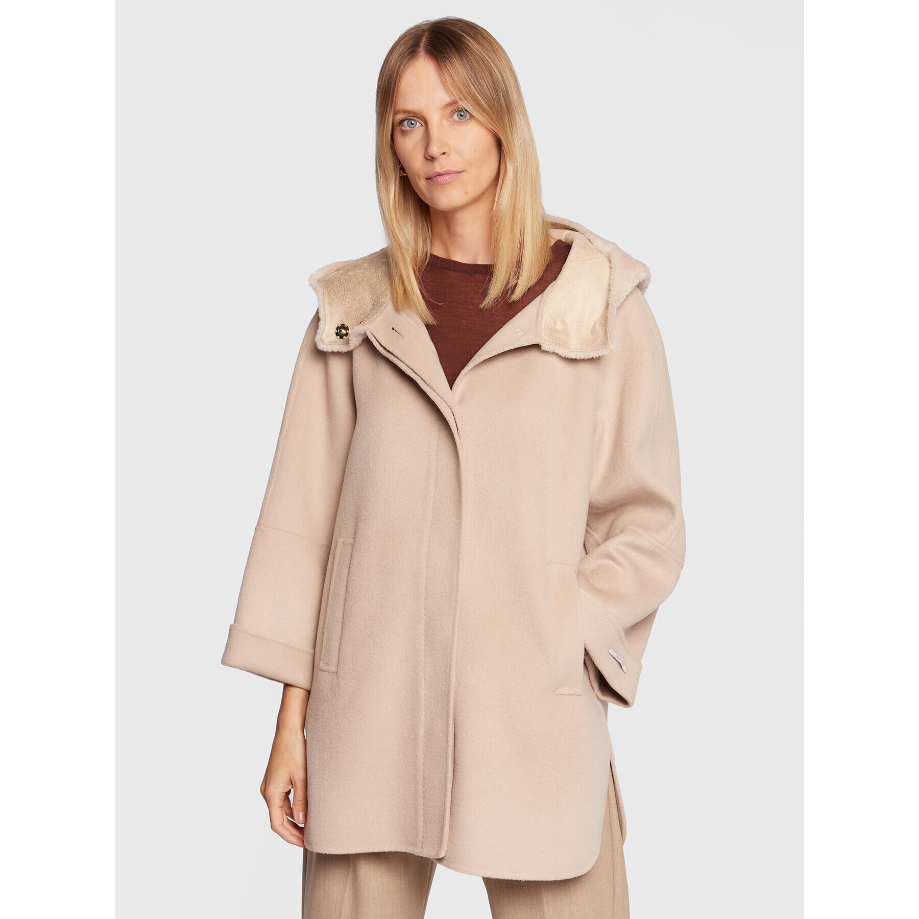 Marella Вълнено палто Medoro 30860228 Екрю Regular Fit - Pepit.bg