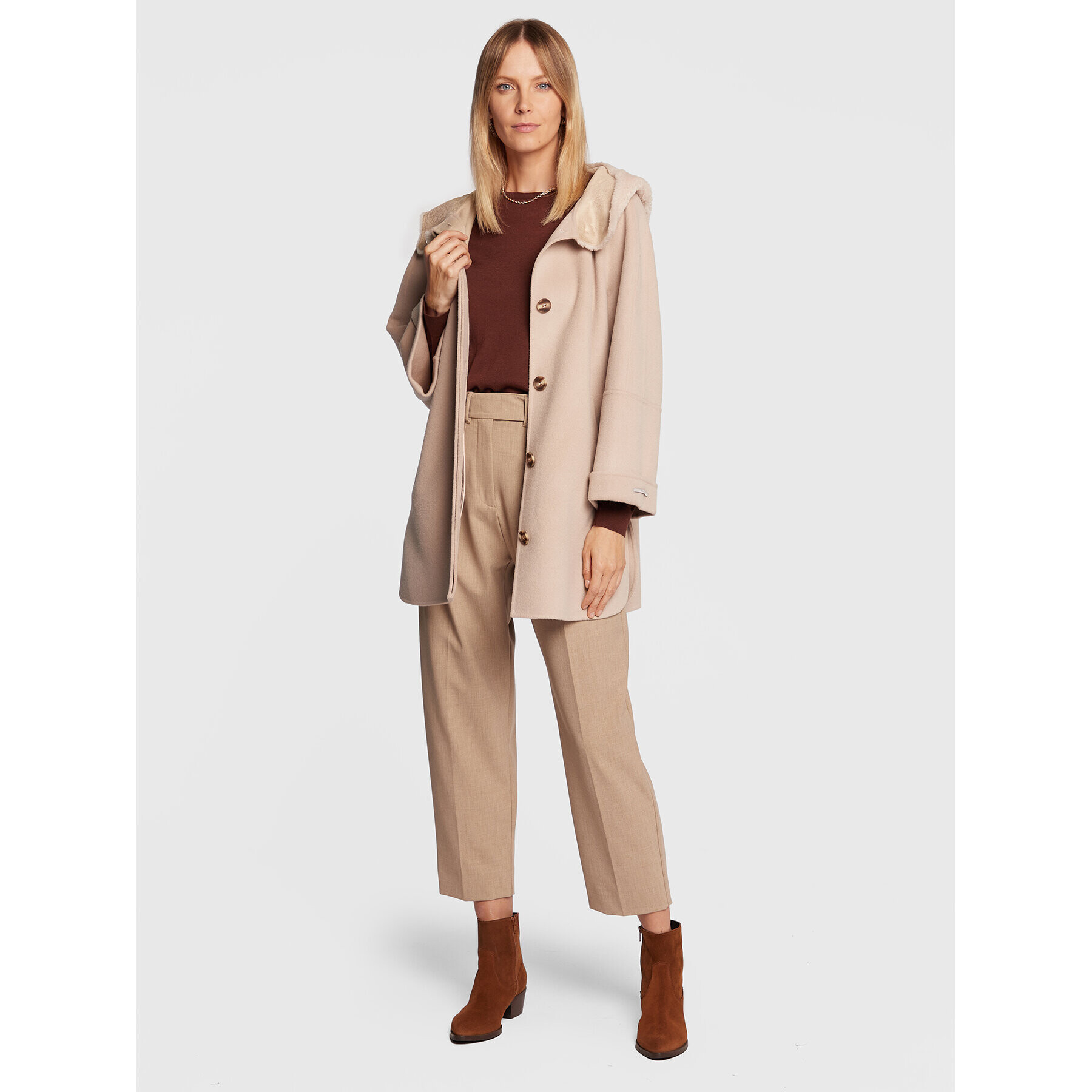 Marella Вълнено палто Medoro 30860228 Екрю Regular Fit - Pepit.bg