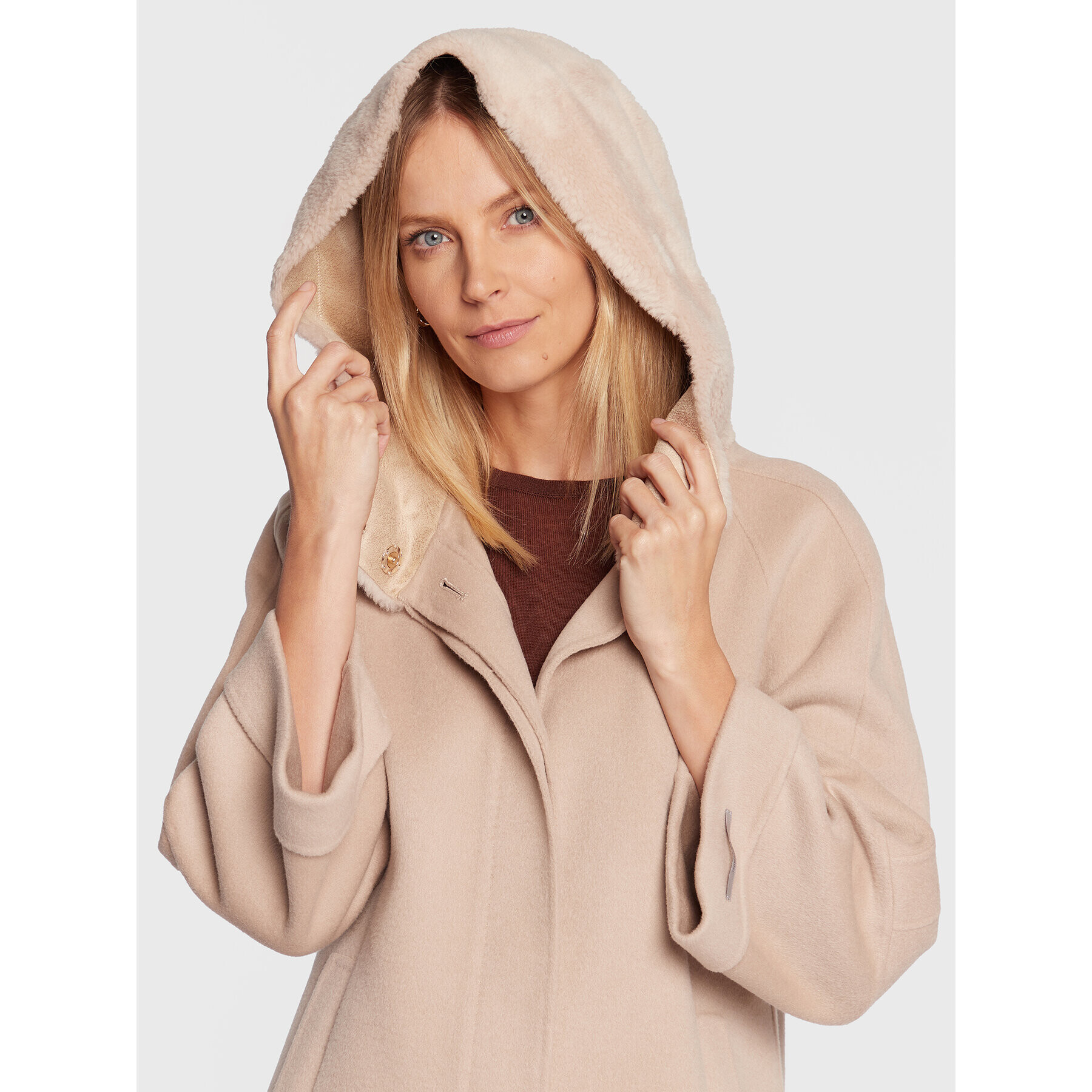 Marella Вълнено палто Medoro 30860228 Екрю Regular Fit - Pepit.bg