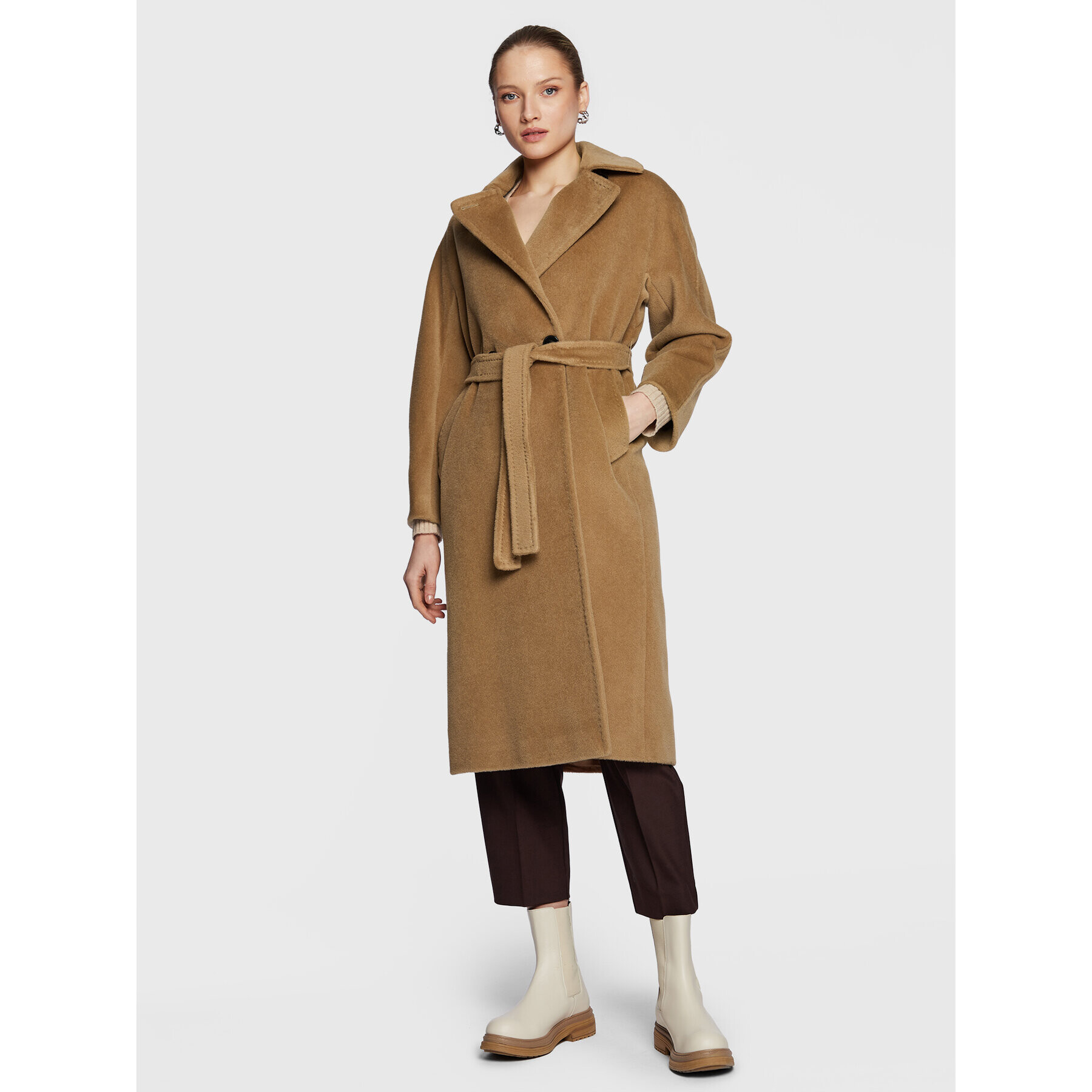 Marella Вълнено палто Morfeo 30160926 Кафяв Regular Fit - Pepit.bg