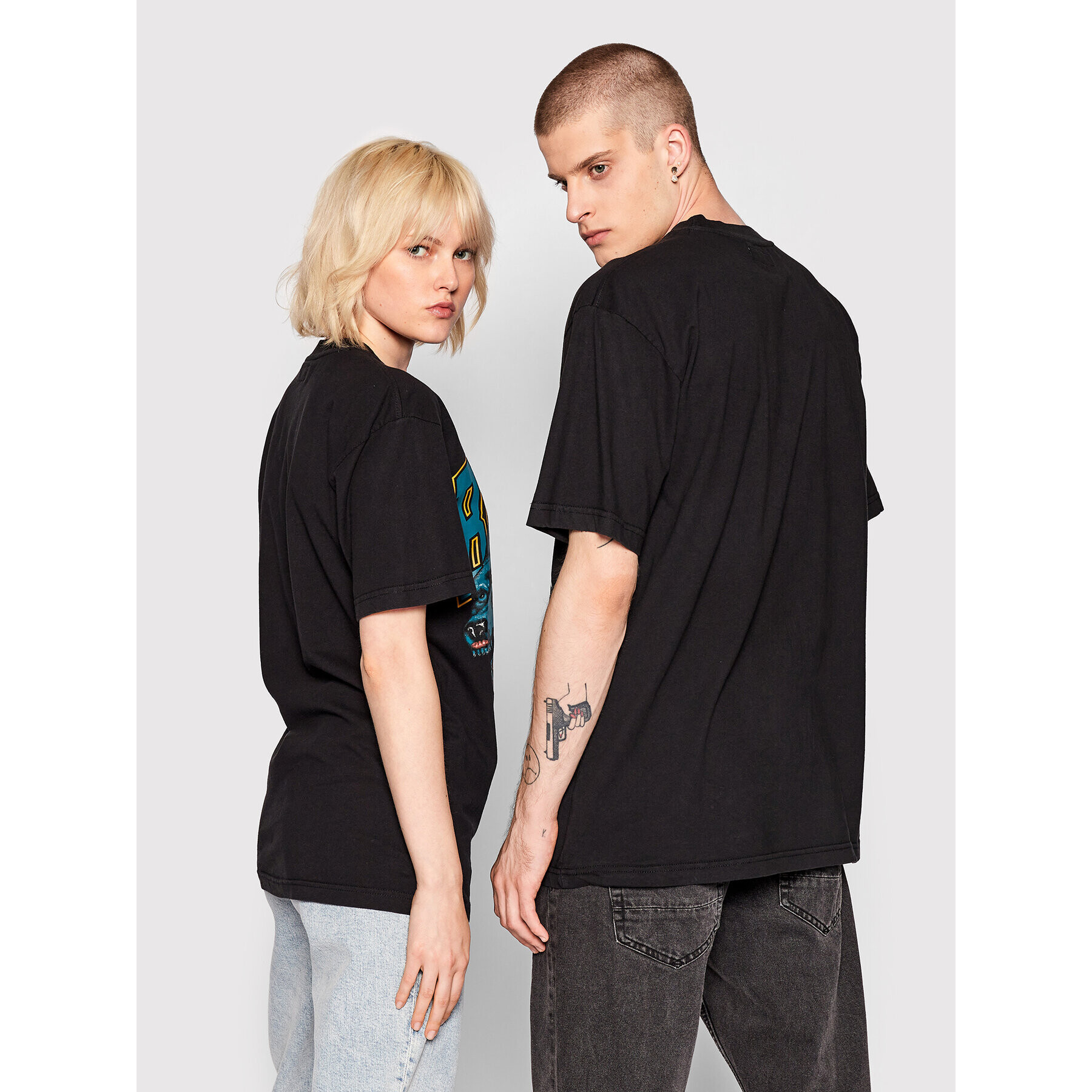 Market Тишърт Unisex SMILEY Beware Dog Washed 399001086 Черен Relaxed Fit - Pepit.bg