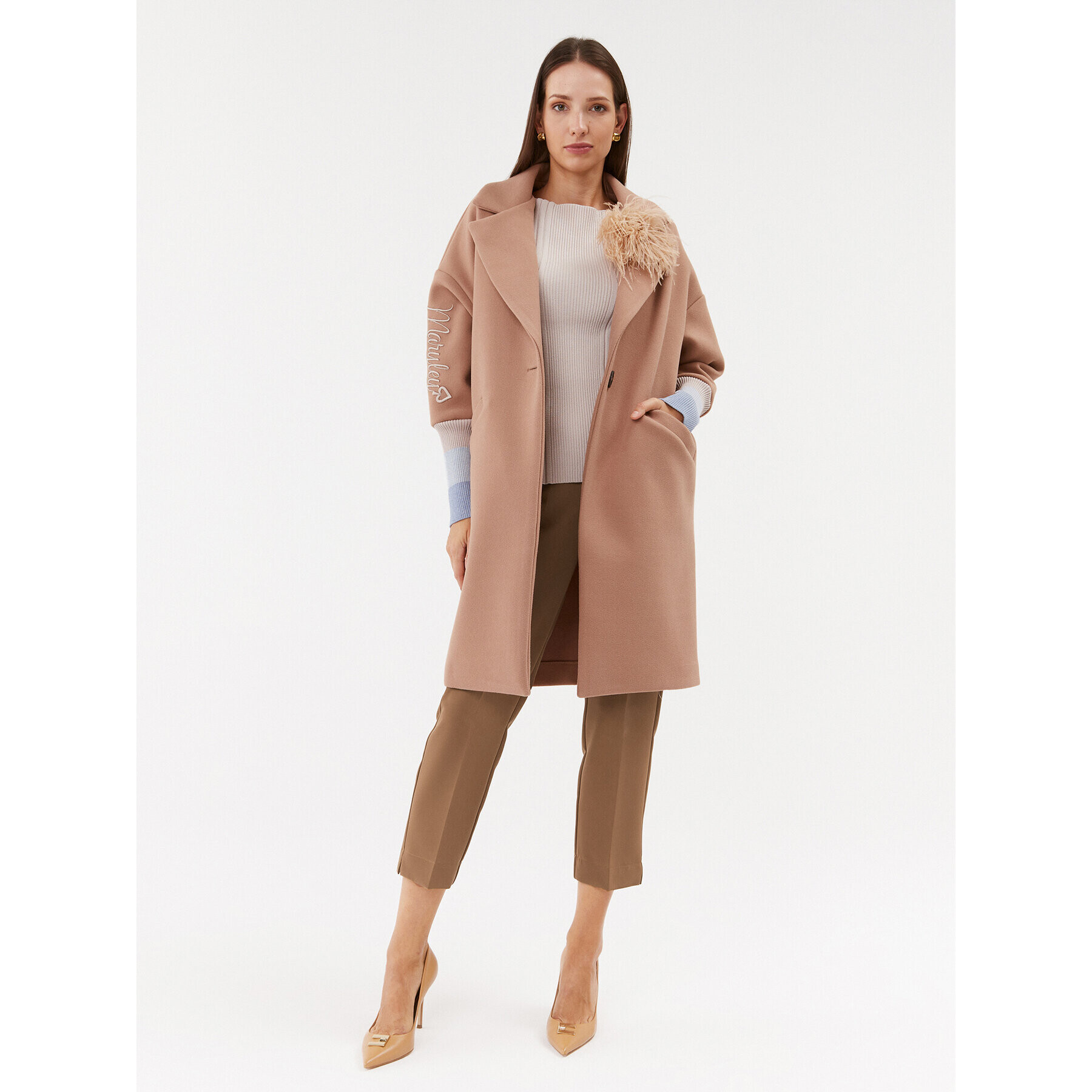 Maryley Текстилни панталони 23IB616/41AL Кафяв Regular Fit - Pepit.bg