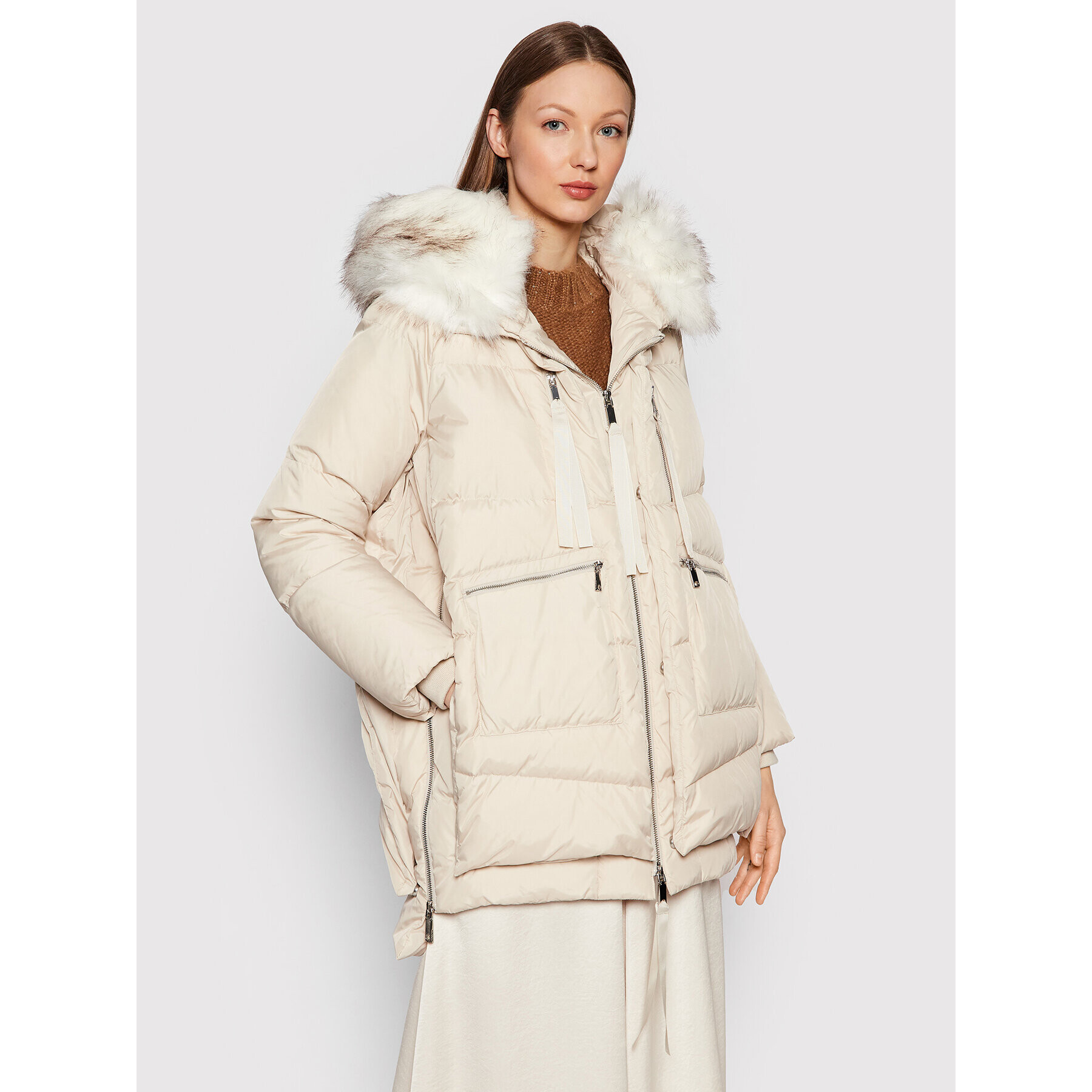 MAX&Co. Пухено яке Algebra 74840221 Бежов Regular Fit - Pepit.bg