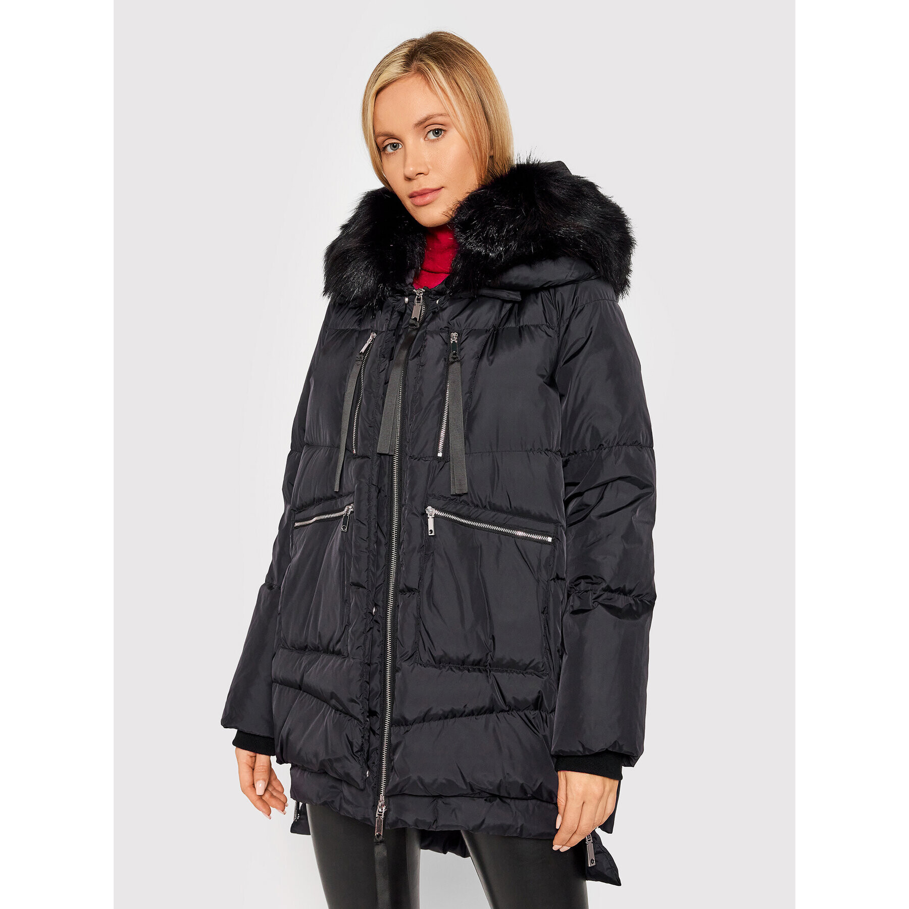 MAX&Co. Пухено яке Algebra 74840221 Черен Regular Fit - Pepit.bg