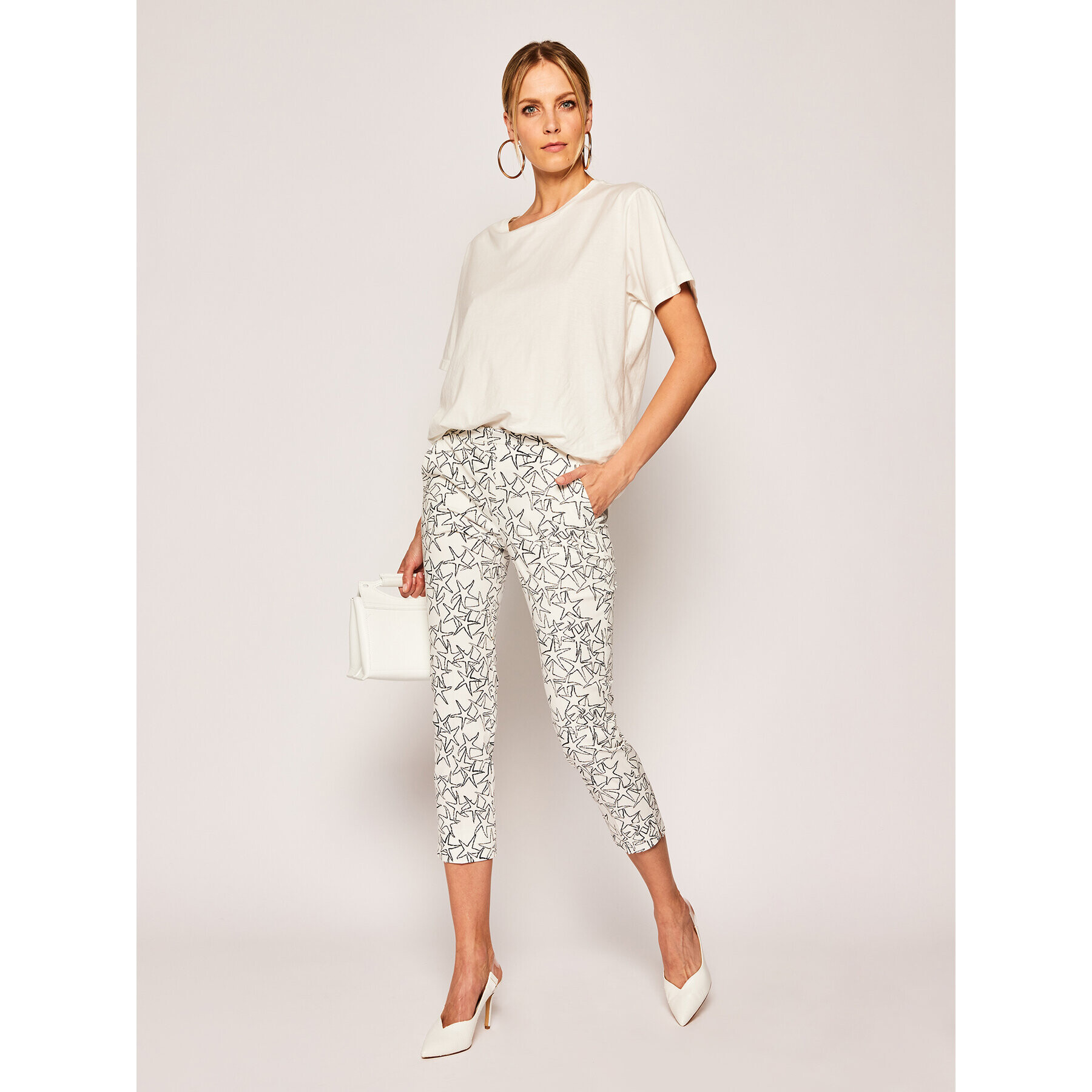 MAX&Co. Текстилни панталони Disegno 61310220 Бял Regular Fit - Pepit.bg