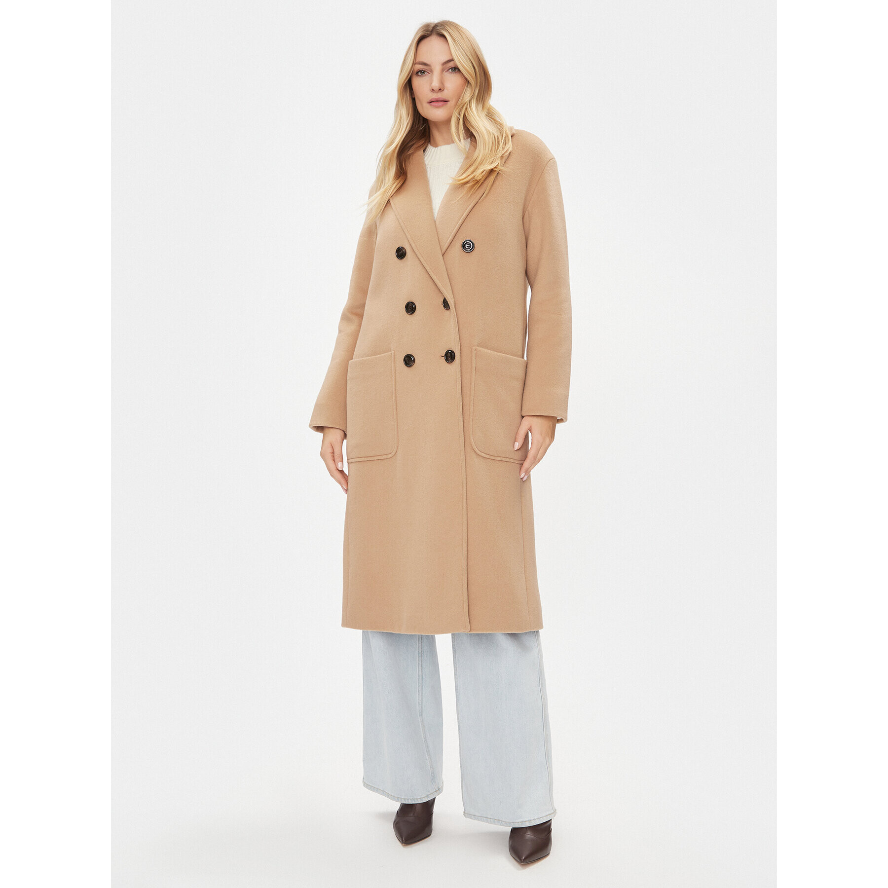 MAX&Co. Вълнено палто Elemento 70140523 Бежов Relaxed Fit - Pepit.bg