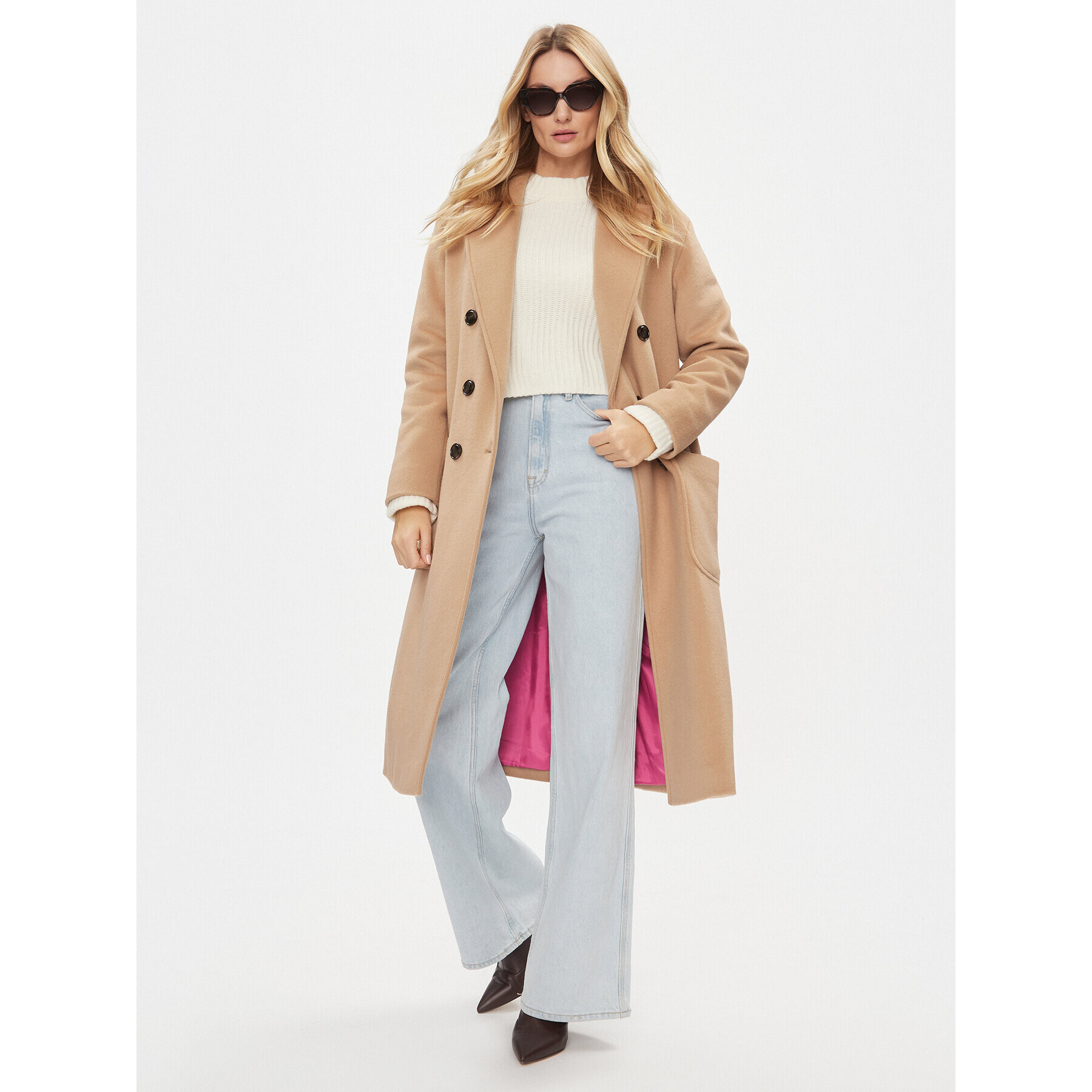 MAX&Co. Вълнено палто Elemento 70140523 Бежов Relaxed Fit - Pepit.bg