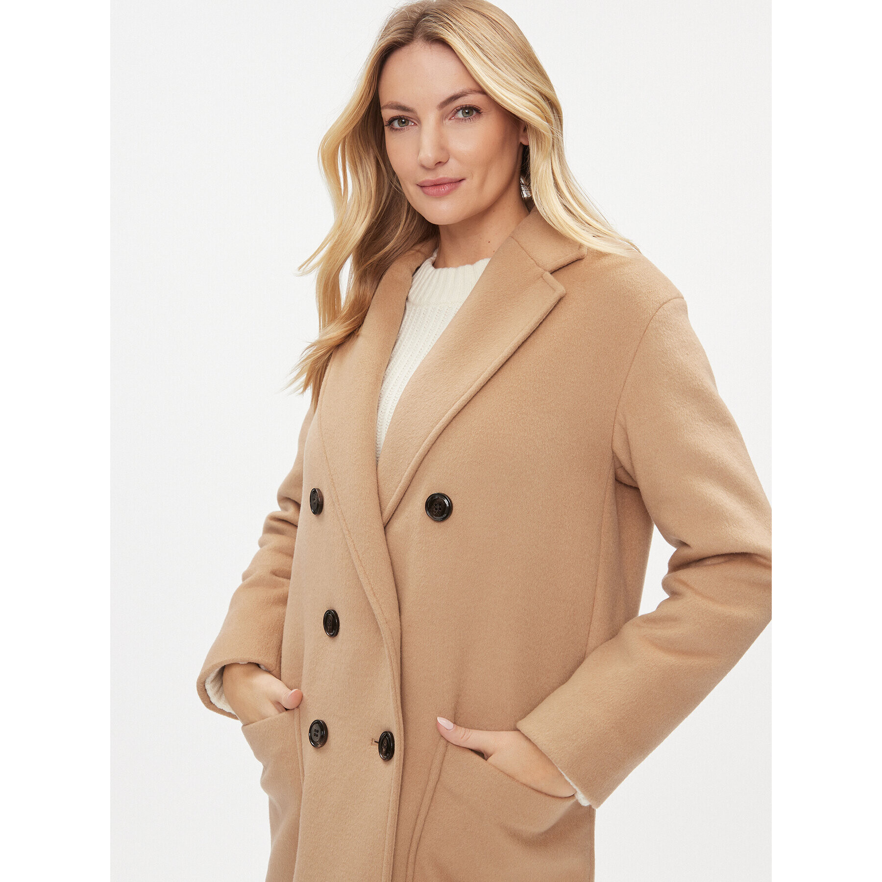 MAX&Co. Вълнено палто Elemento 70140523 Бежов Relaxed Fit - Pepit.bg