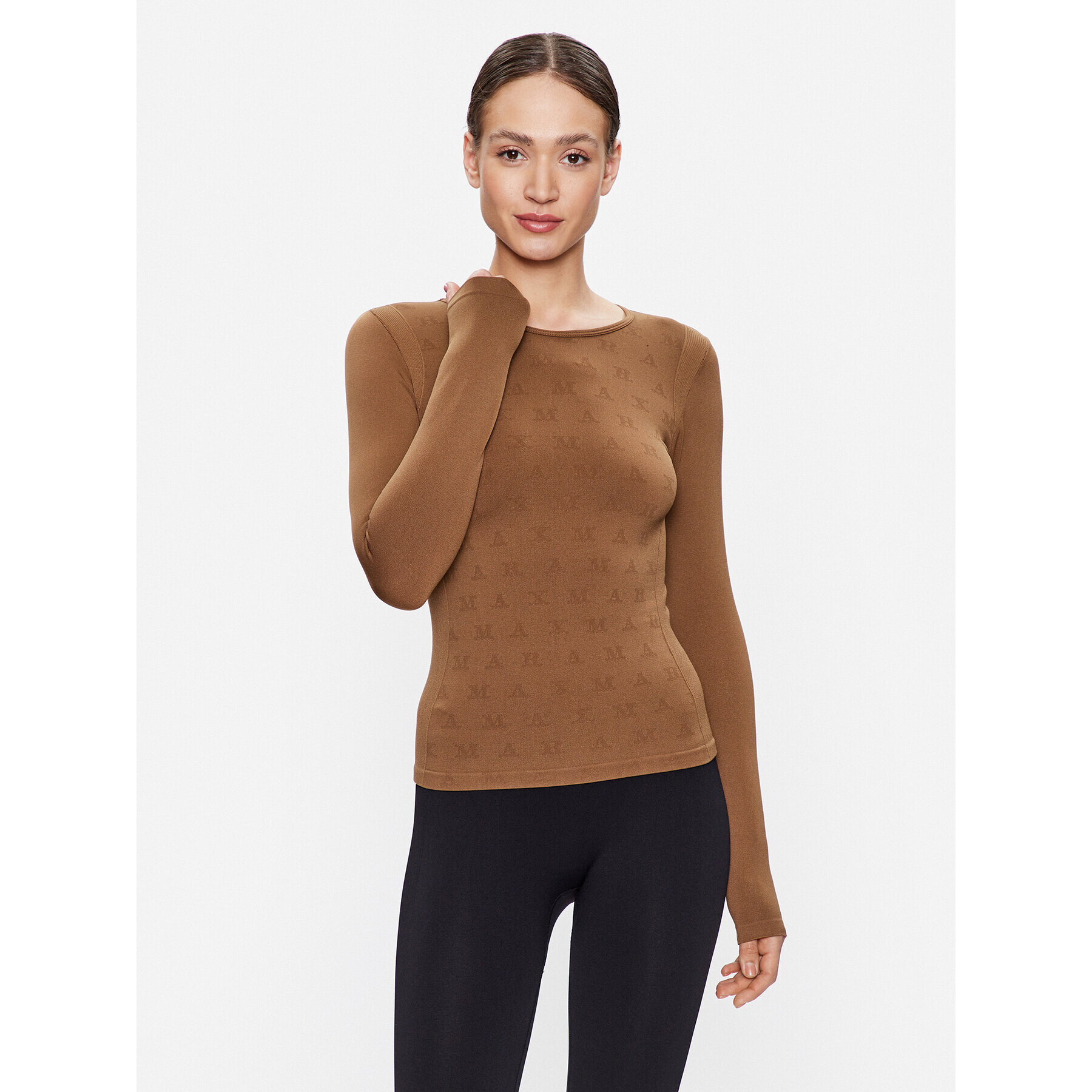 Max Mara Leisure Блуза Rapallo 33661626 Кафяв Slim Fit - Pepit.bg