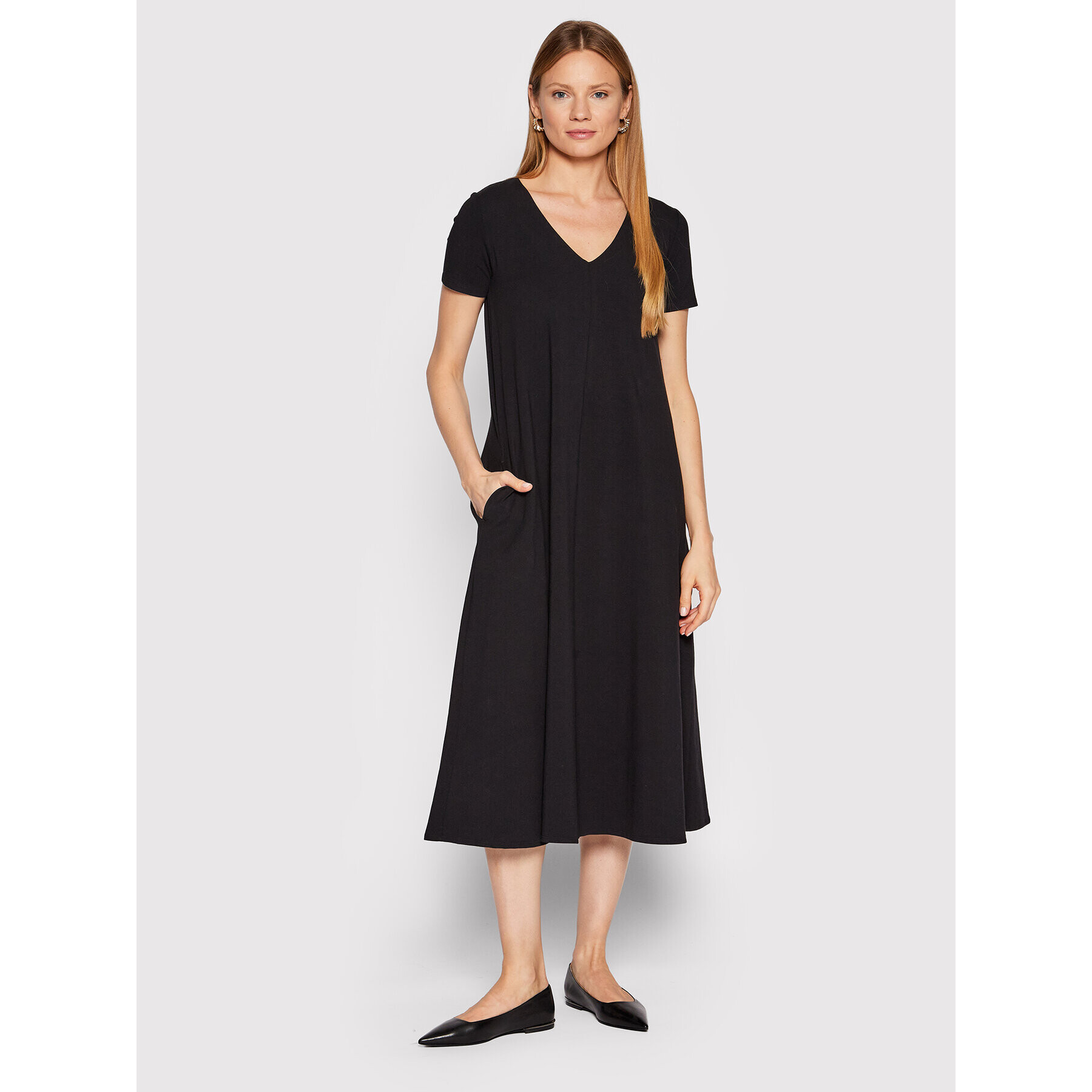 Max Mara Leisure Ежедневна рокля Polka 36210626 Черен Relaxed Fit - Pepit.bg