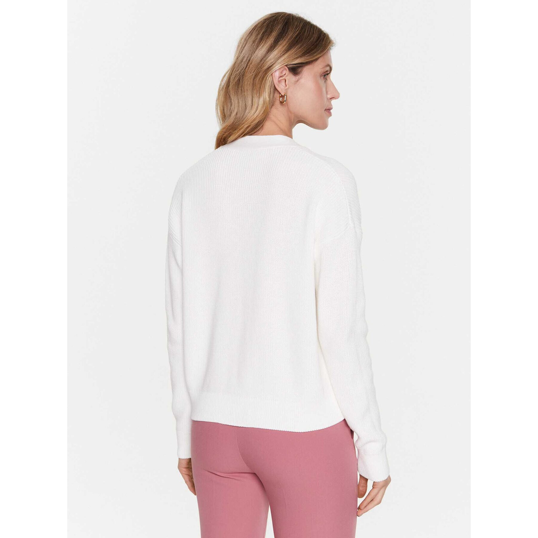 Max Mara Leisure Кардиган Arancio 2333410136 Бял Relaxed Fit - Pepit.bg