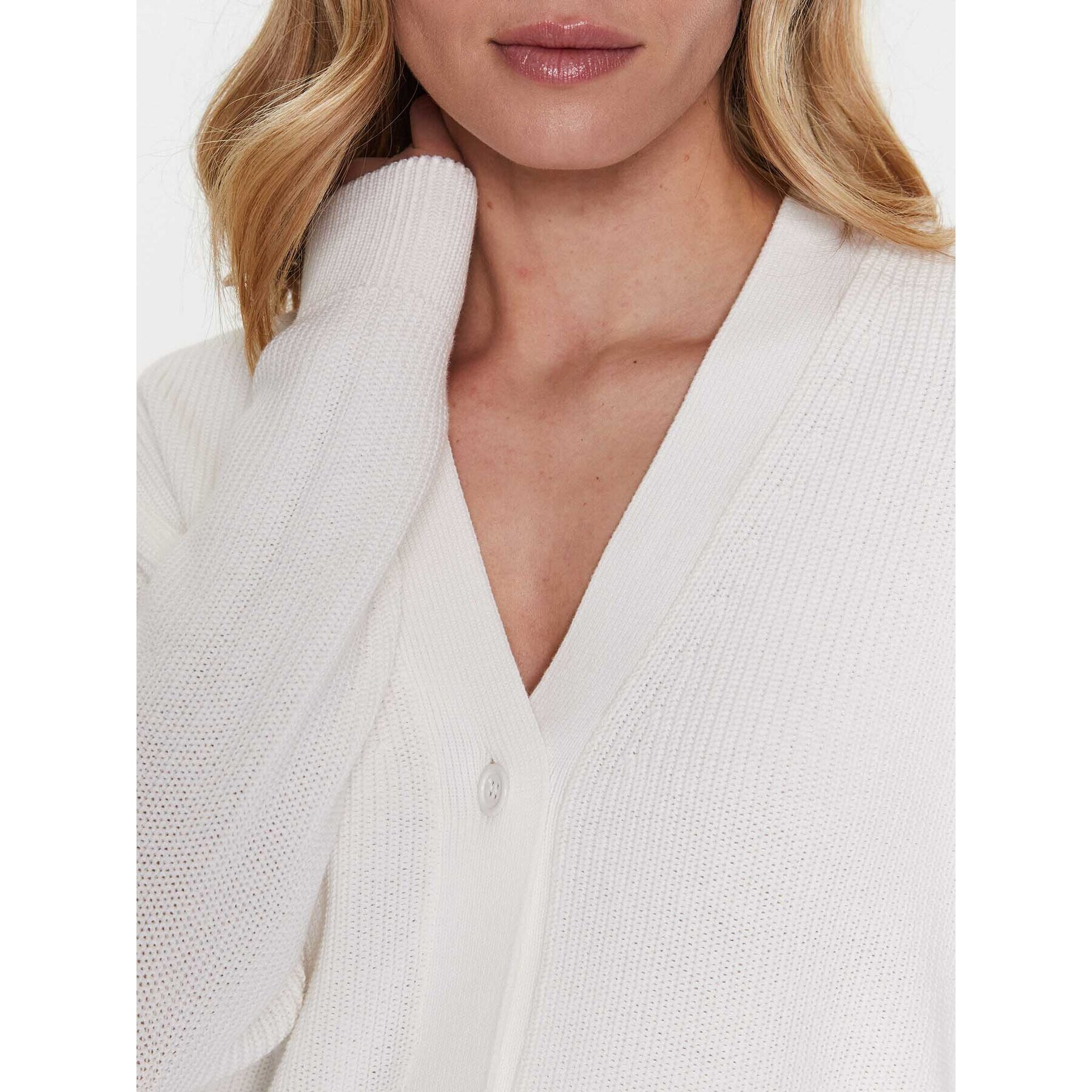 Max Mara Leisure Кардиган Arancio 2333410136 Бял Relaxed Fit - Pepit.bg