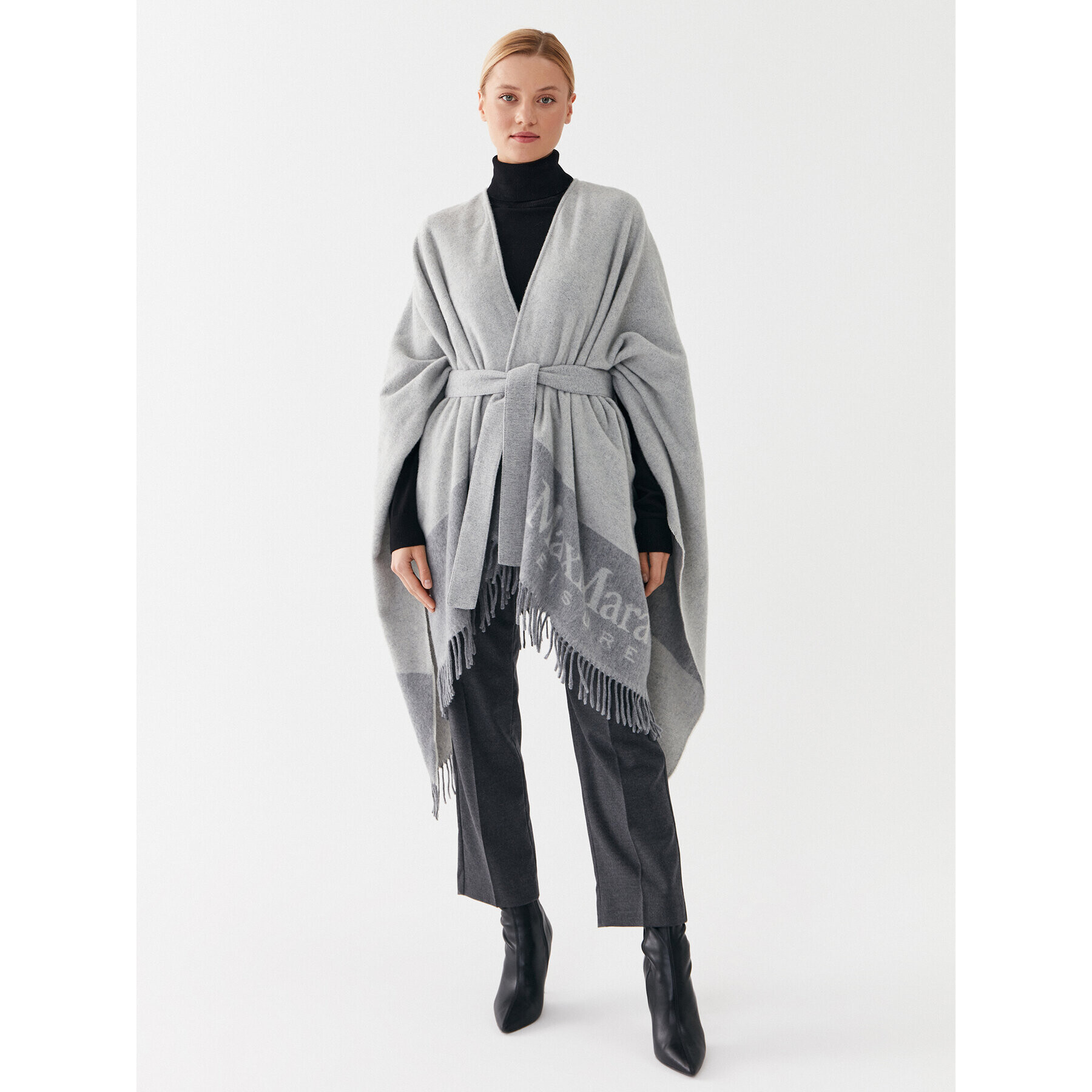 Max Mara Leisure Пончо Deodara 23373602 Сив Regular Fit - Pepit.bg