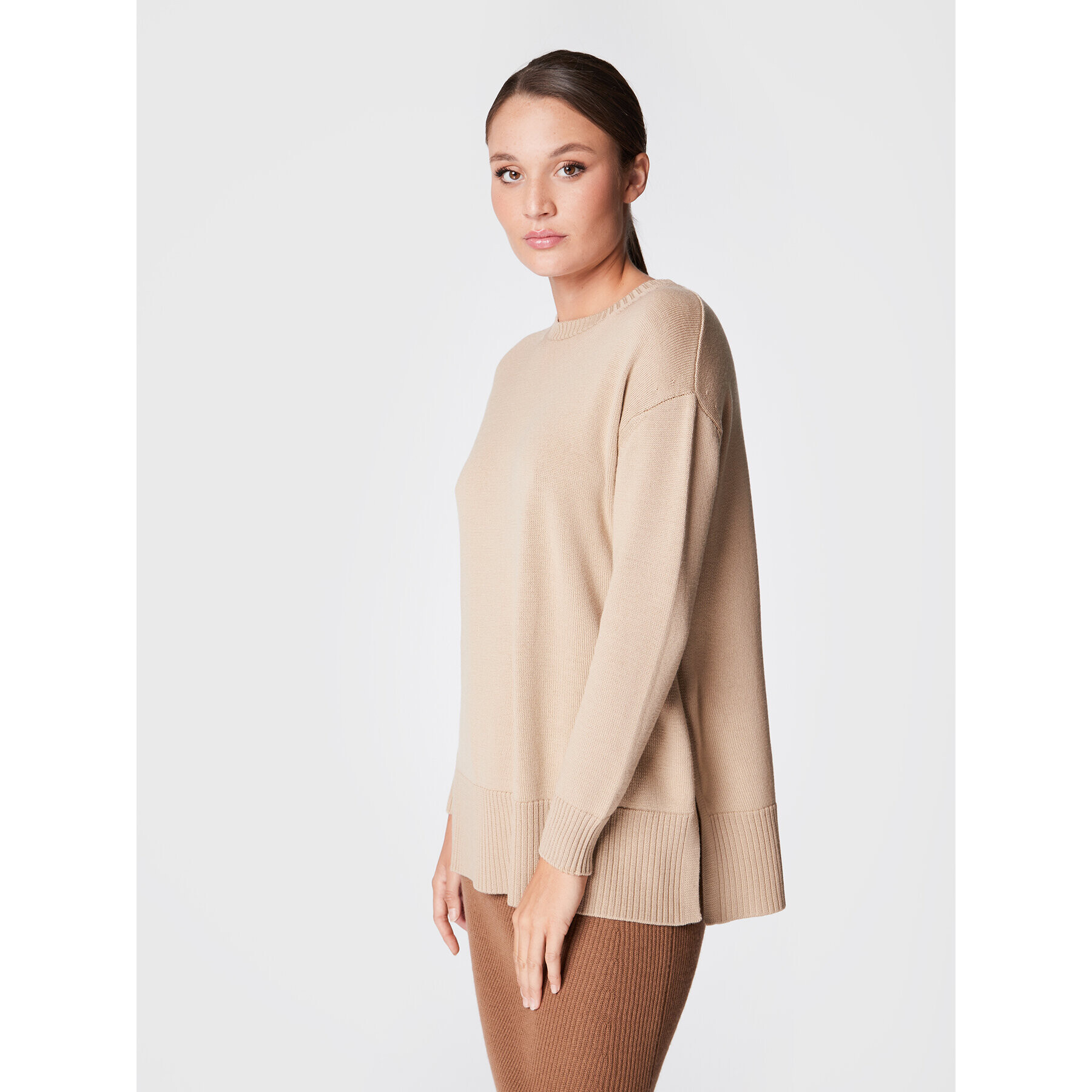 Max Mara Leisure Пуловер Veloce 33660526 Бежов Relaxed Fit - Pepit.bg