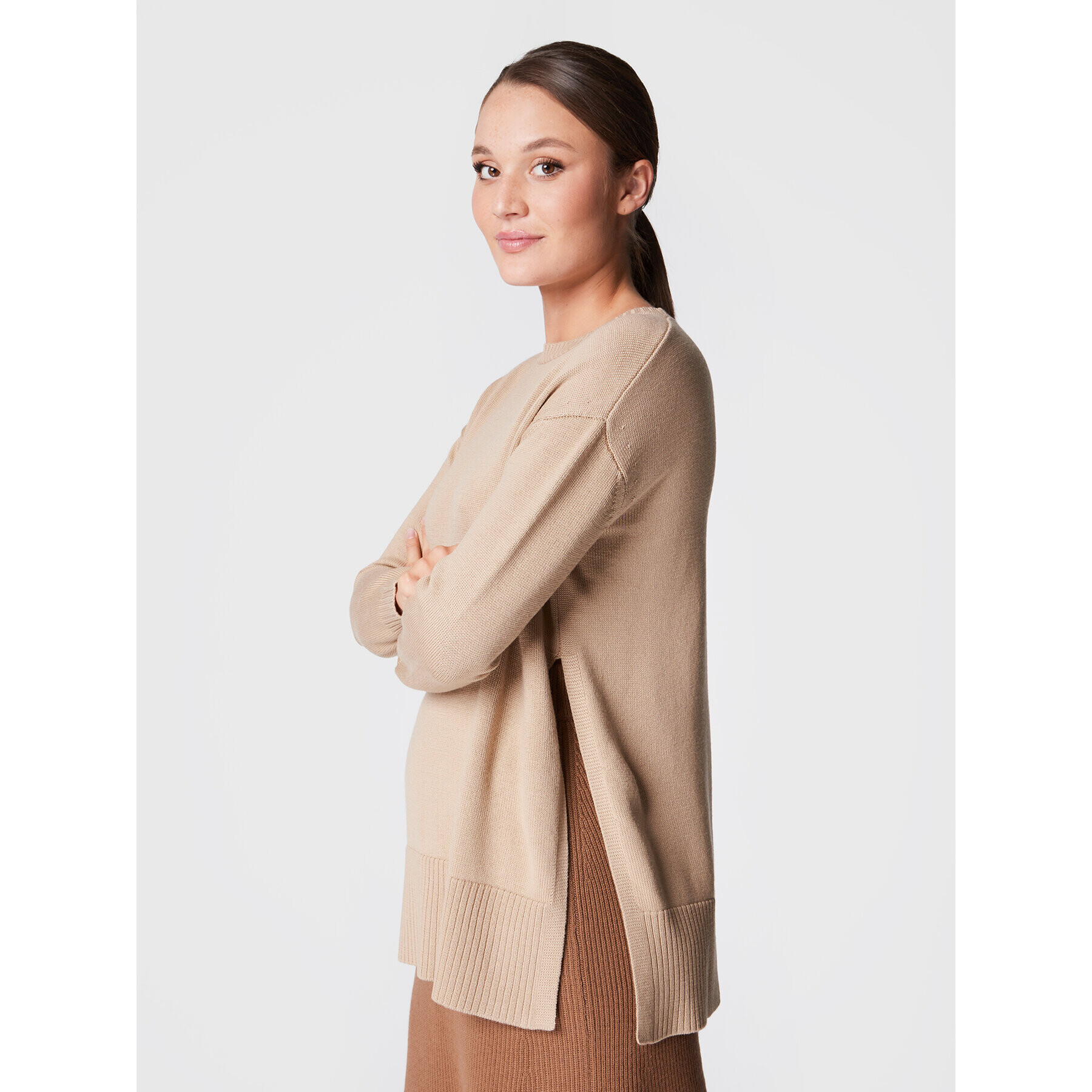 Max Mara Leisure Пуловер Veloce 33660526 Бежов Relaxed Fit - Pepit.bg