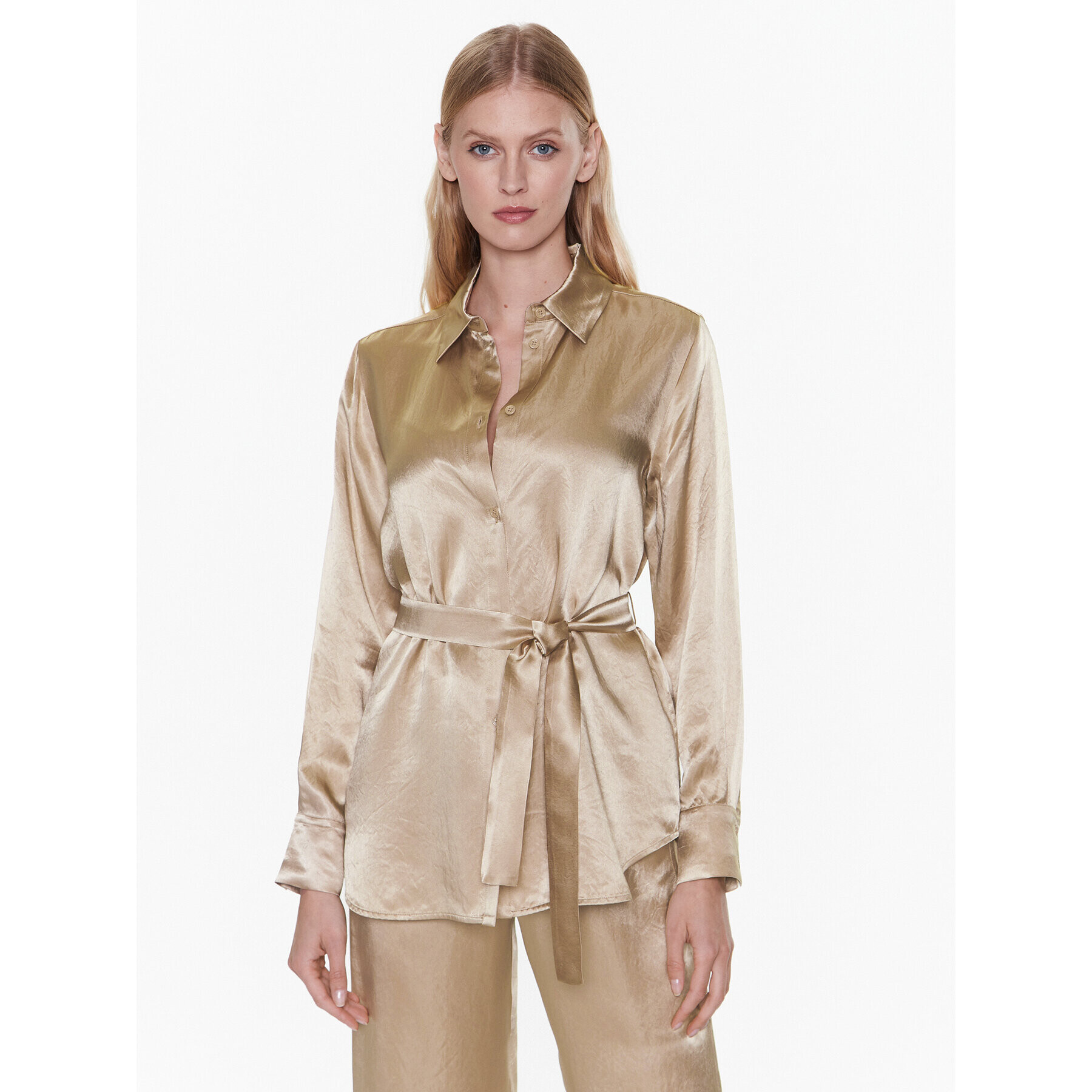 Max Mara Leisure Риза Holiday 23311102 Златист Regular Fit - Pepit.bg
