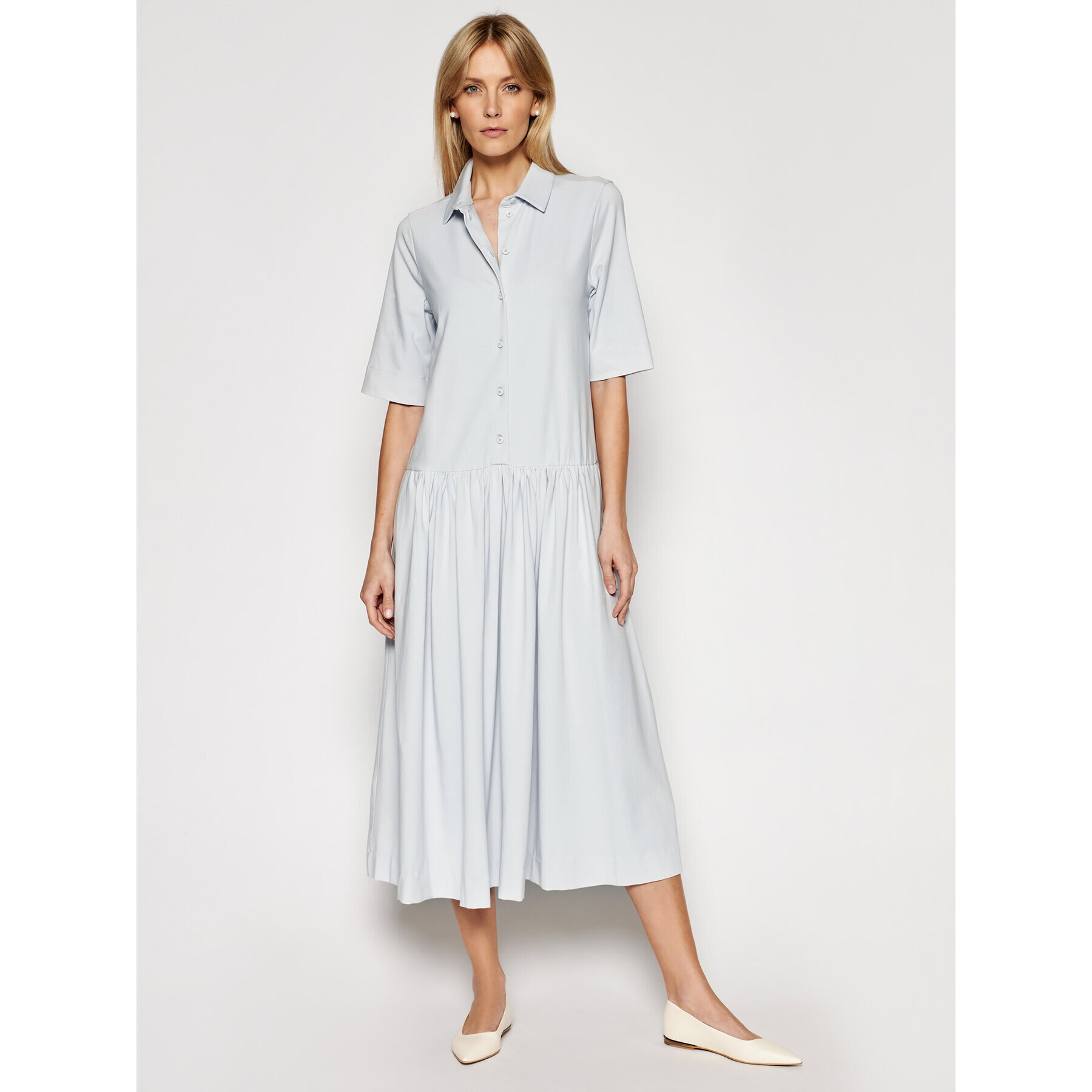 Max Mara Leisure Рокля тип риза Ceci 36210216600 Сив Regular Fit - Pepit.bg