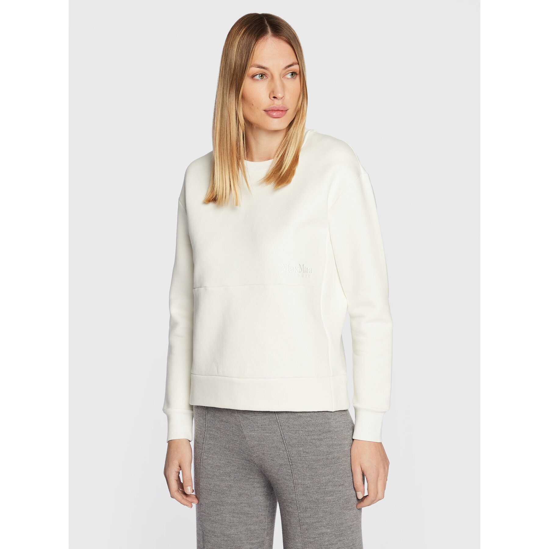 Max Mara Leisure Суитшърт Epoca 39260126 Бял Loose Fit - Pepit.bg