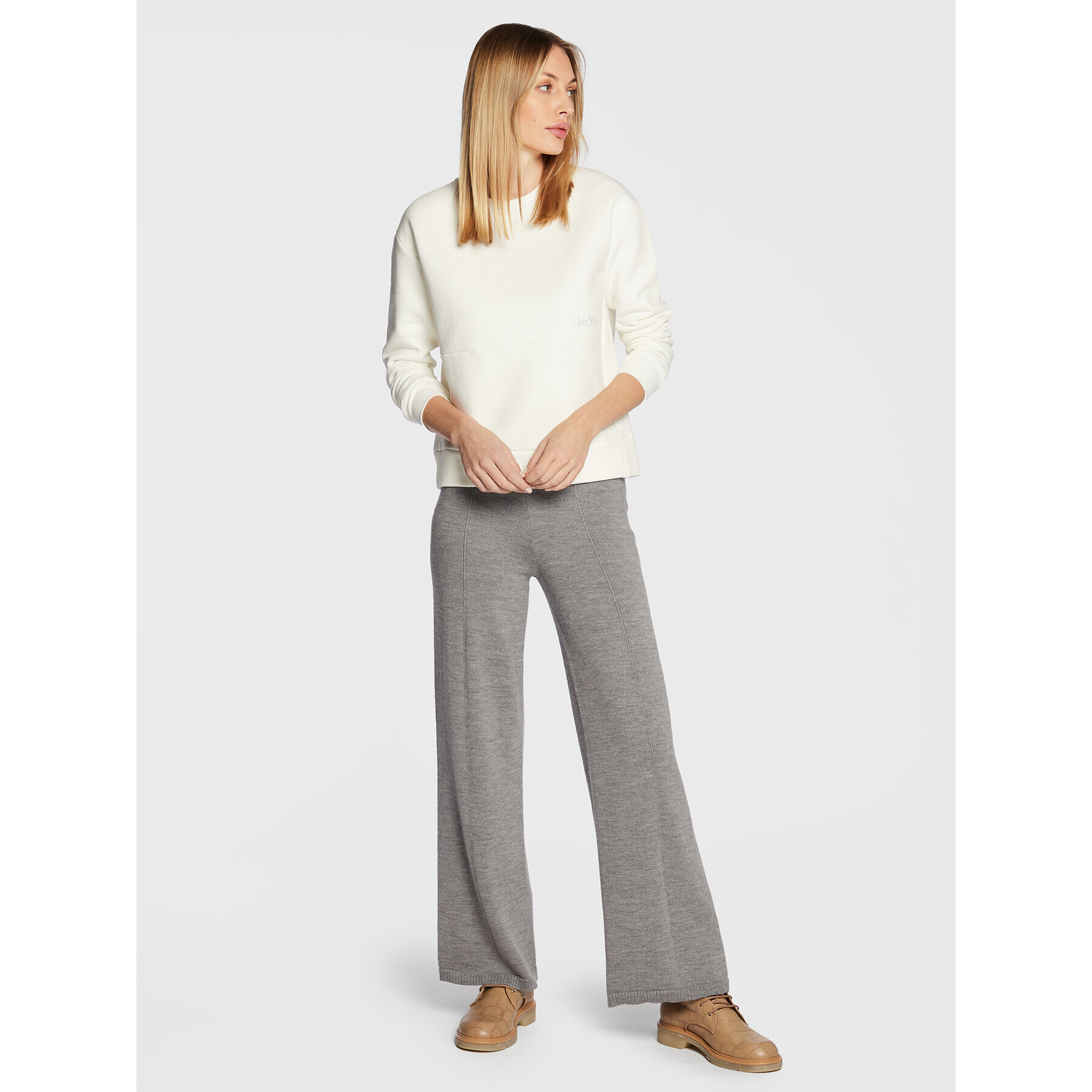 Max Mara Leisure Суитшърт Epoca 39260126 Бял Loose Fit - Pepit.bg