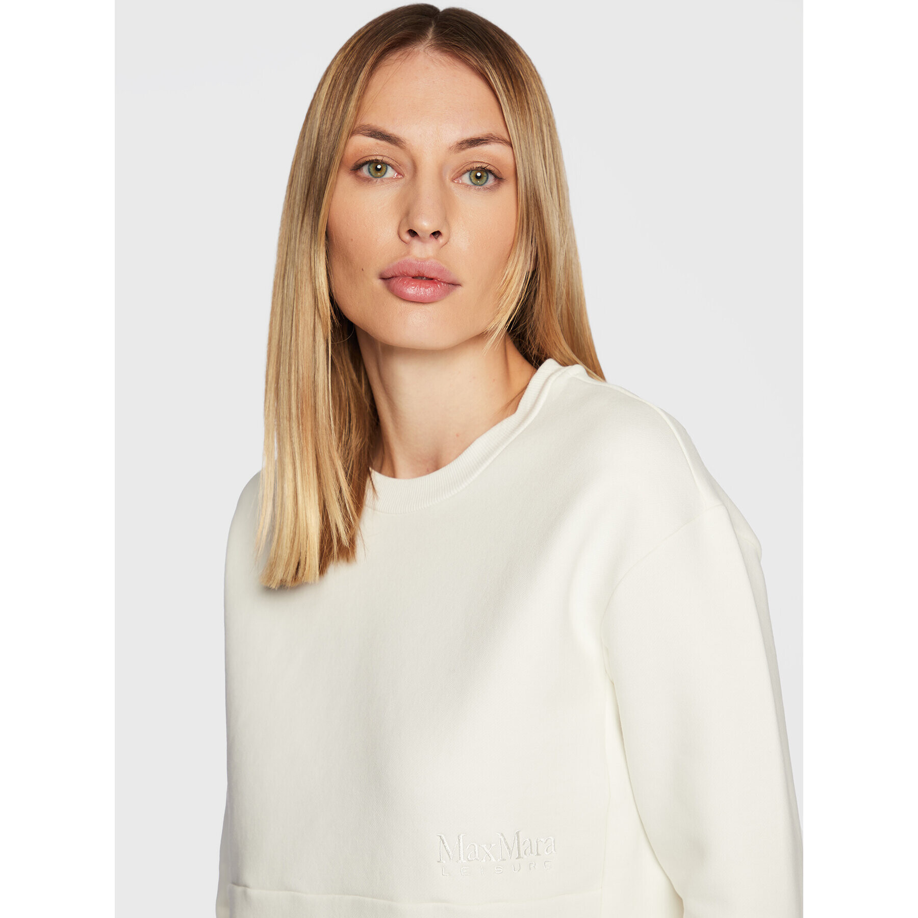 Max Mara Leisure Суитшърт Epoca 39260126 Бял Loose Fit - Pepit.bg