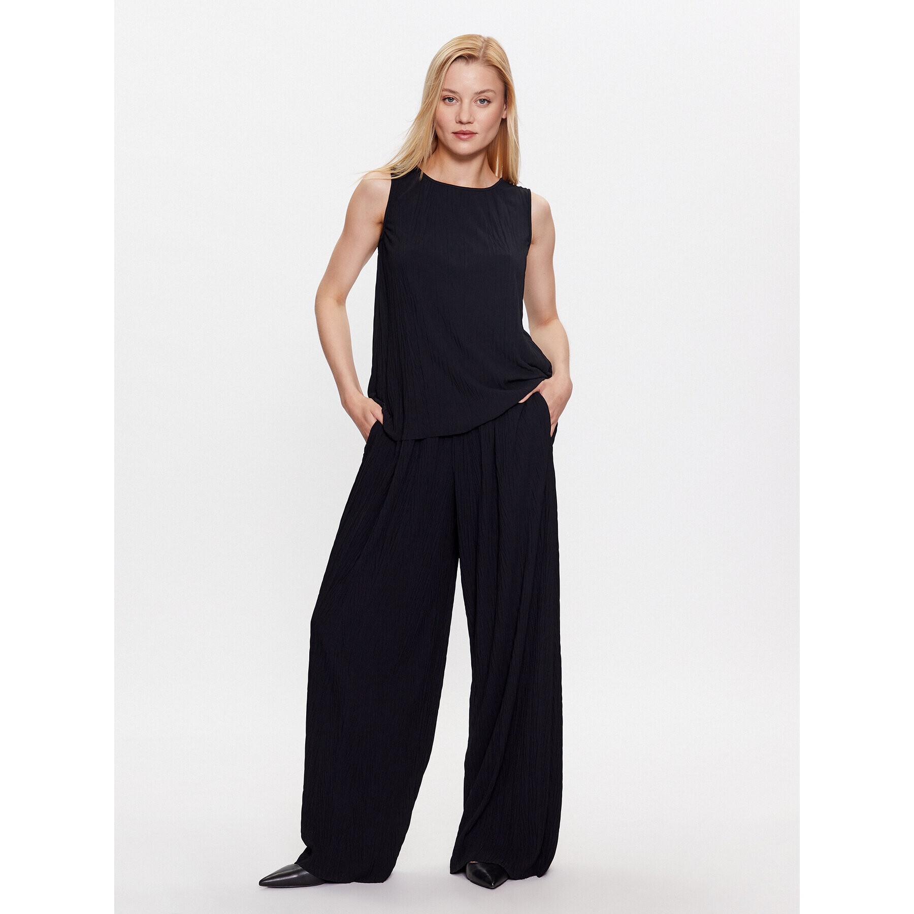 Max Mara Leisure Текстилни панталони Alfonsa 2337860134 Черен Wide Leg - Pepit.bg