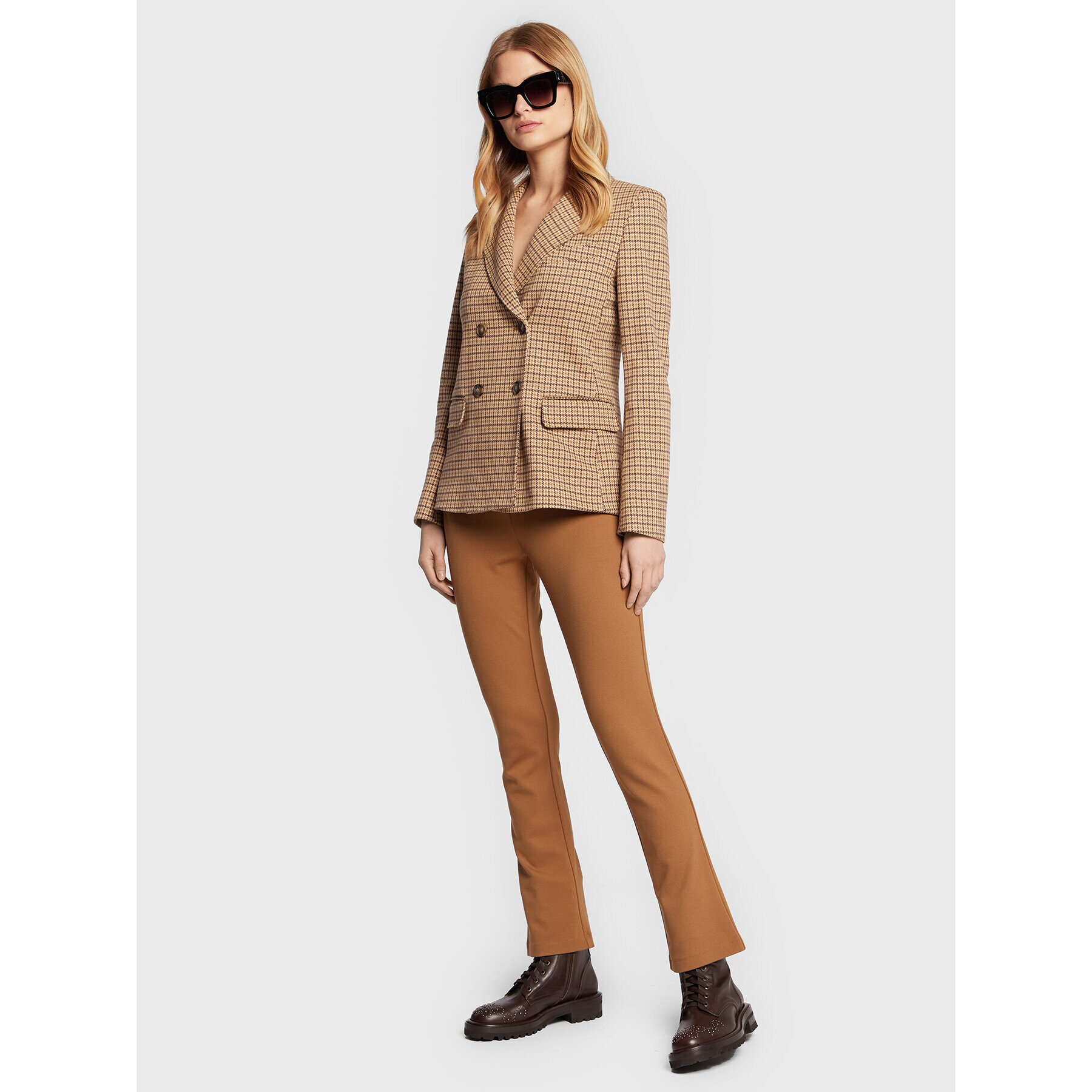 Max Mara Leisure Текстилни панталони Ariano 37861626 Кафяв Straight Fit - Pepit.bg