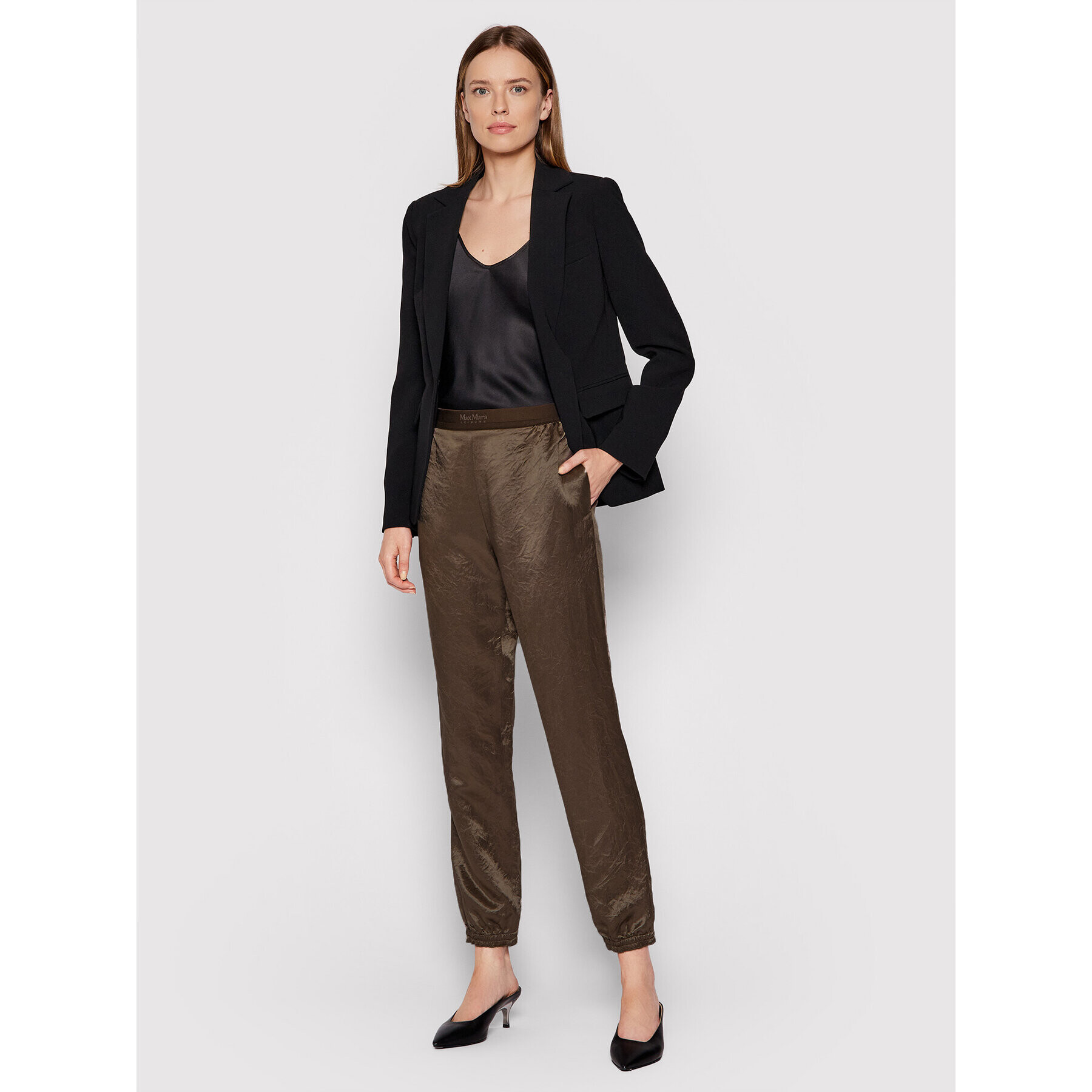 Max Mara Leisure Текстилни панталони Balzac 31360216 Кафяв Regular Fit - Pepit.bg