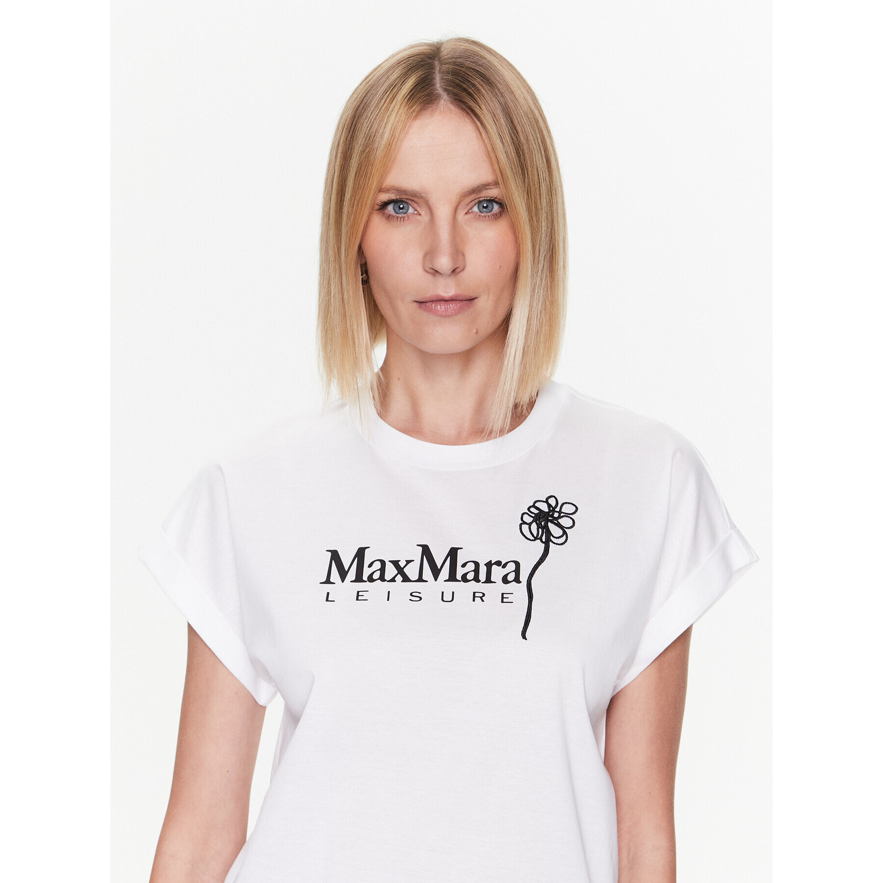 Max Mara Leisure Тишърт Bolivar 2339411136 Бял Regular Fit - Pepit.bg