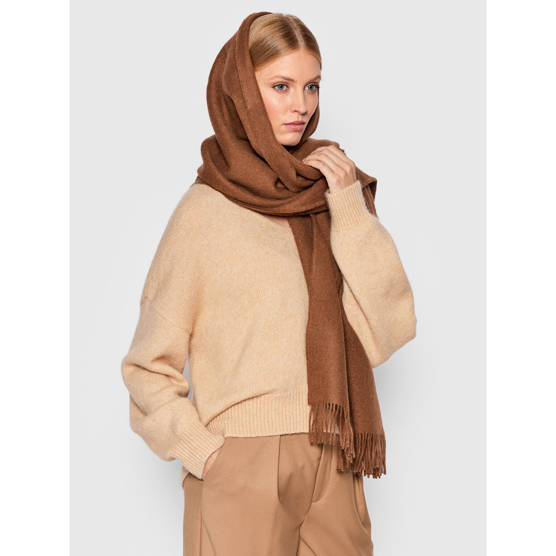Max Mara Шал PIoppo 45460527600 Кафяв - Pepit.bg