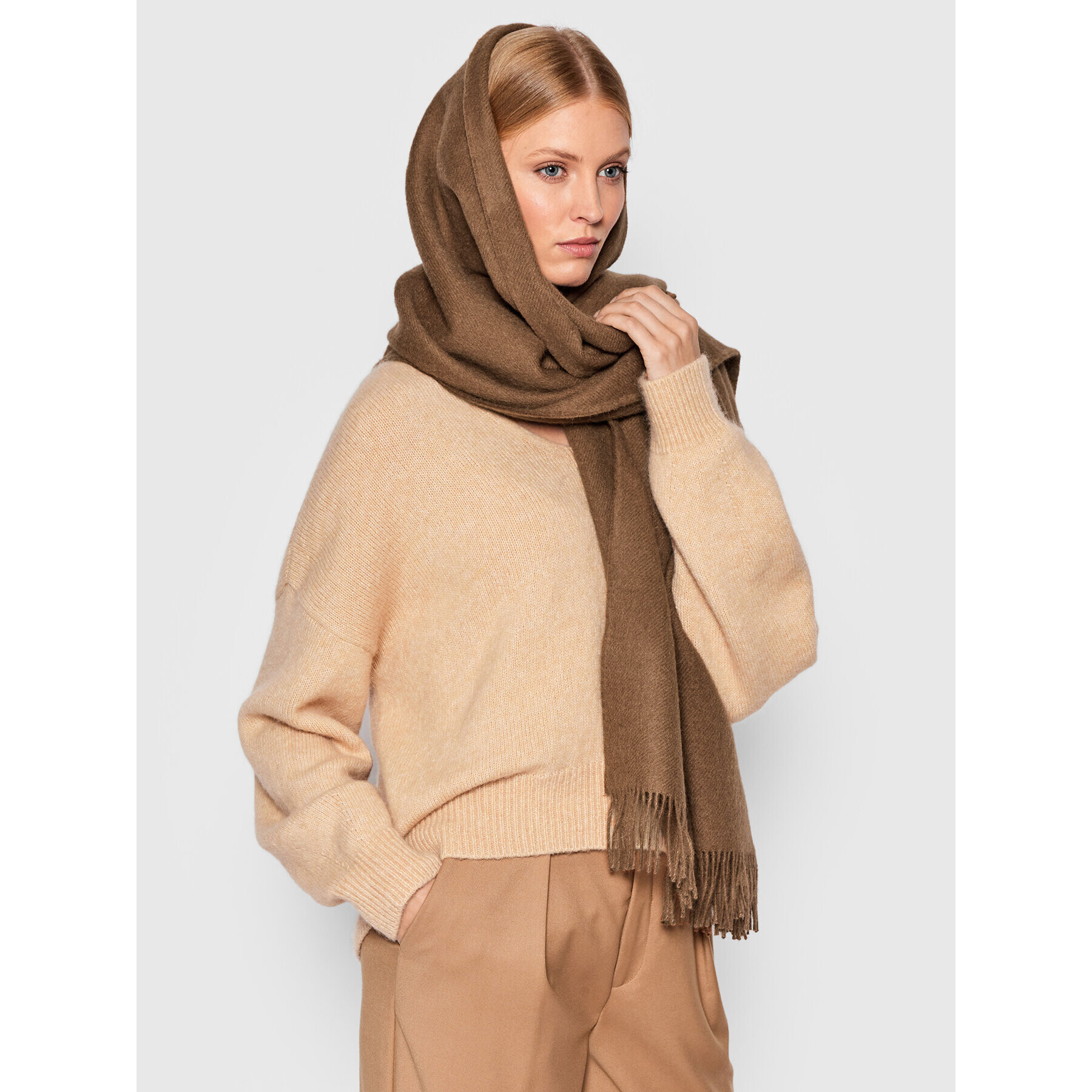 Max Mara Шал PIoppo 45460527600 Кафяв - Pepit.bg