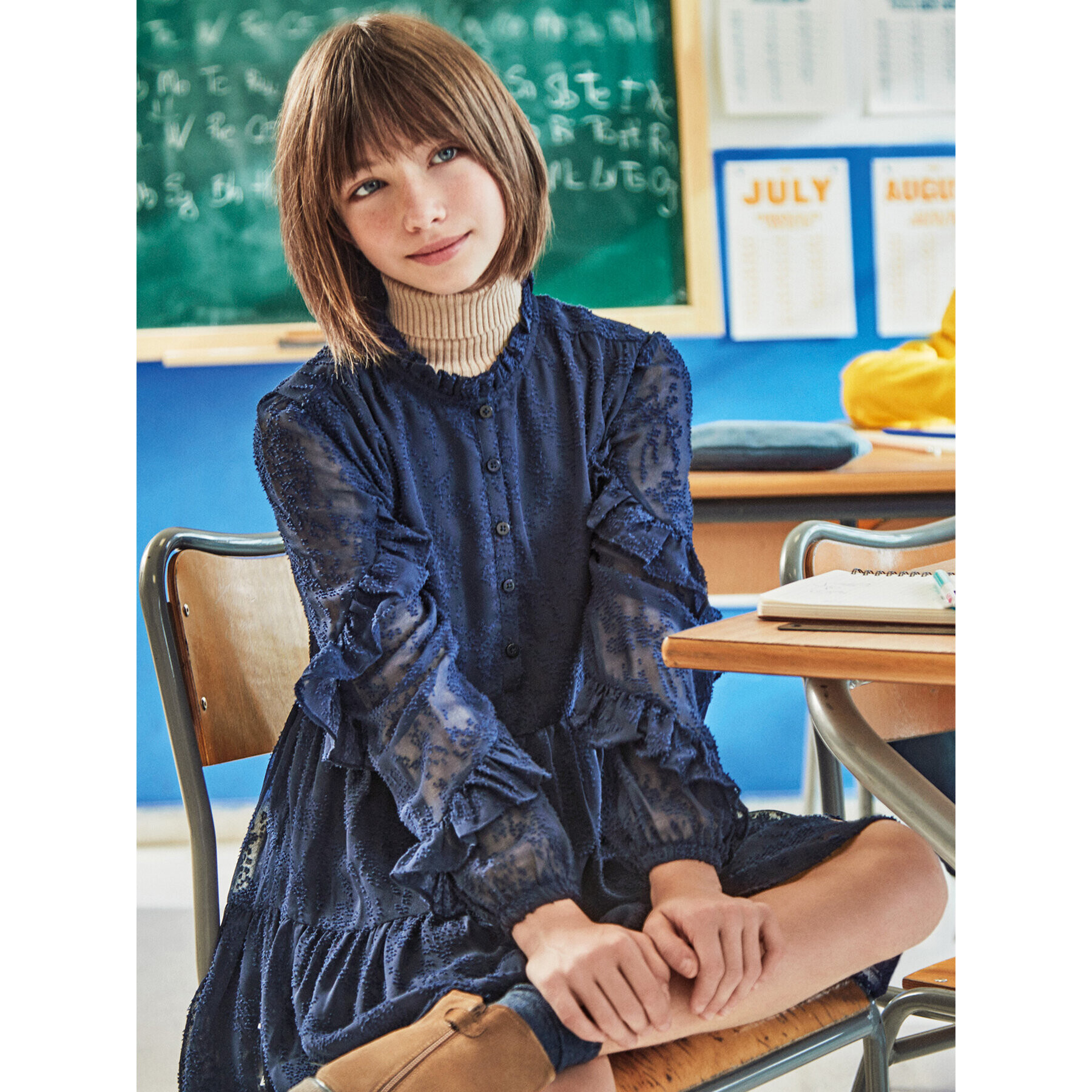Mayoral Елегантна рокля 7.957 Тъмносин Regular Fit - Pepit.bg