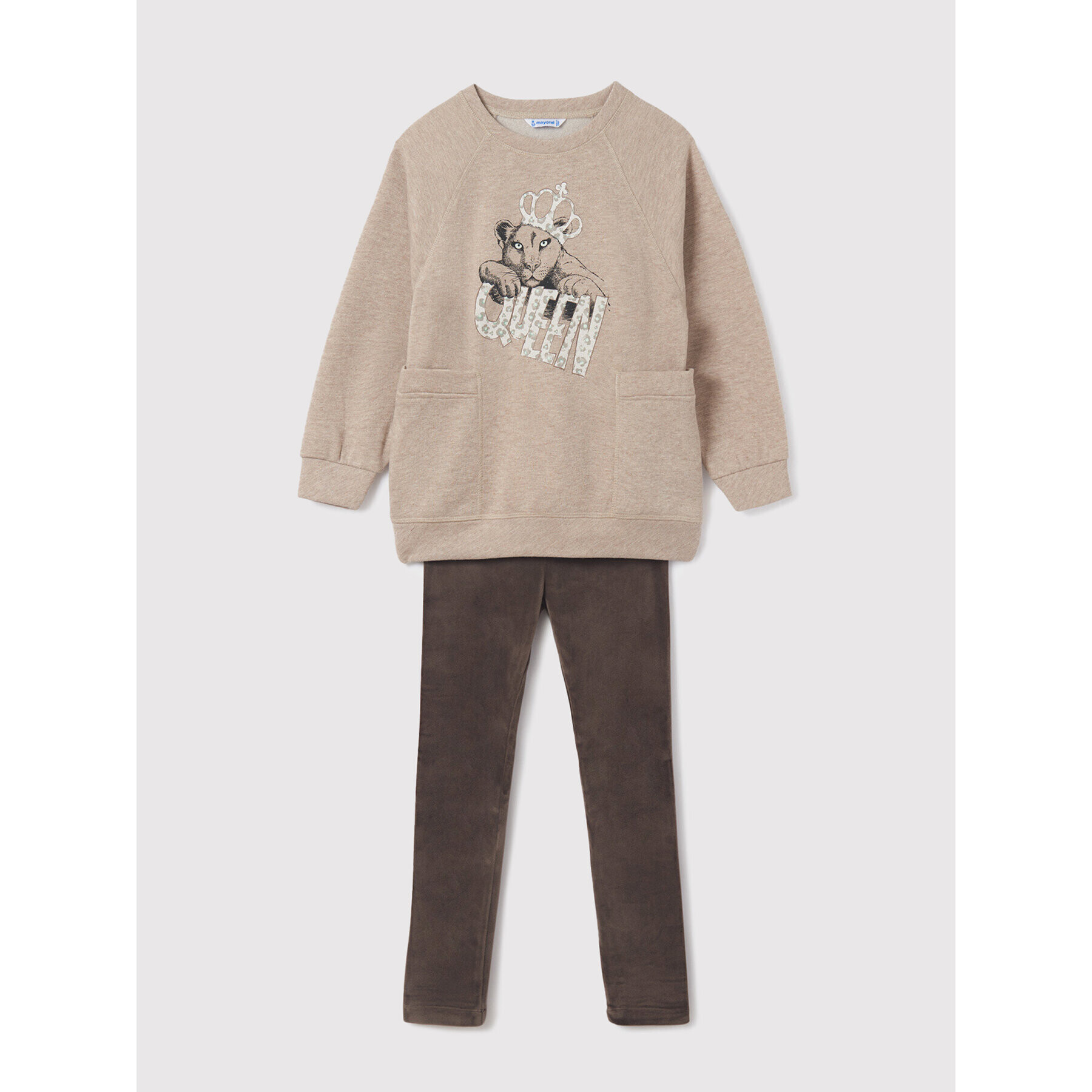 Mayoral Комплект блуза и клин 7740 Кафяв Regular Fit - Pepit.bg