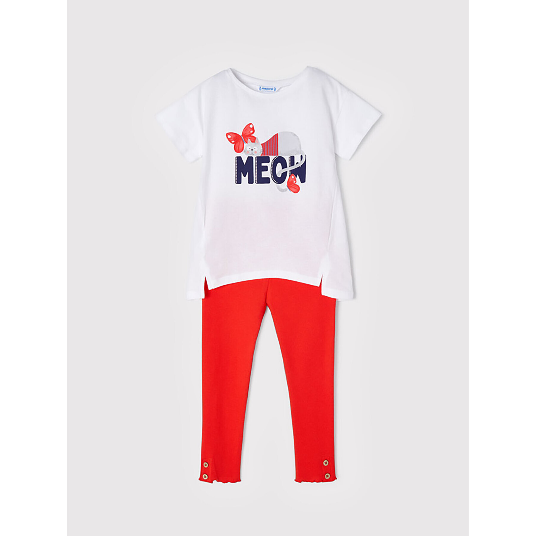 Mayoral Комплект тишърт и клин 3761 Бял Regular Fit - Pepit.bg