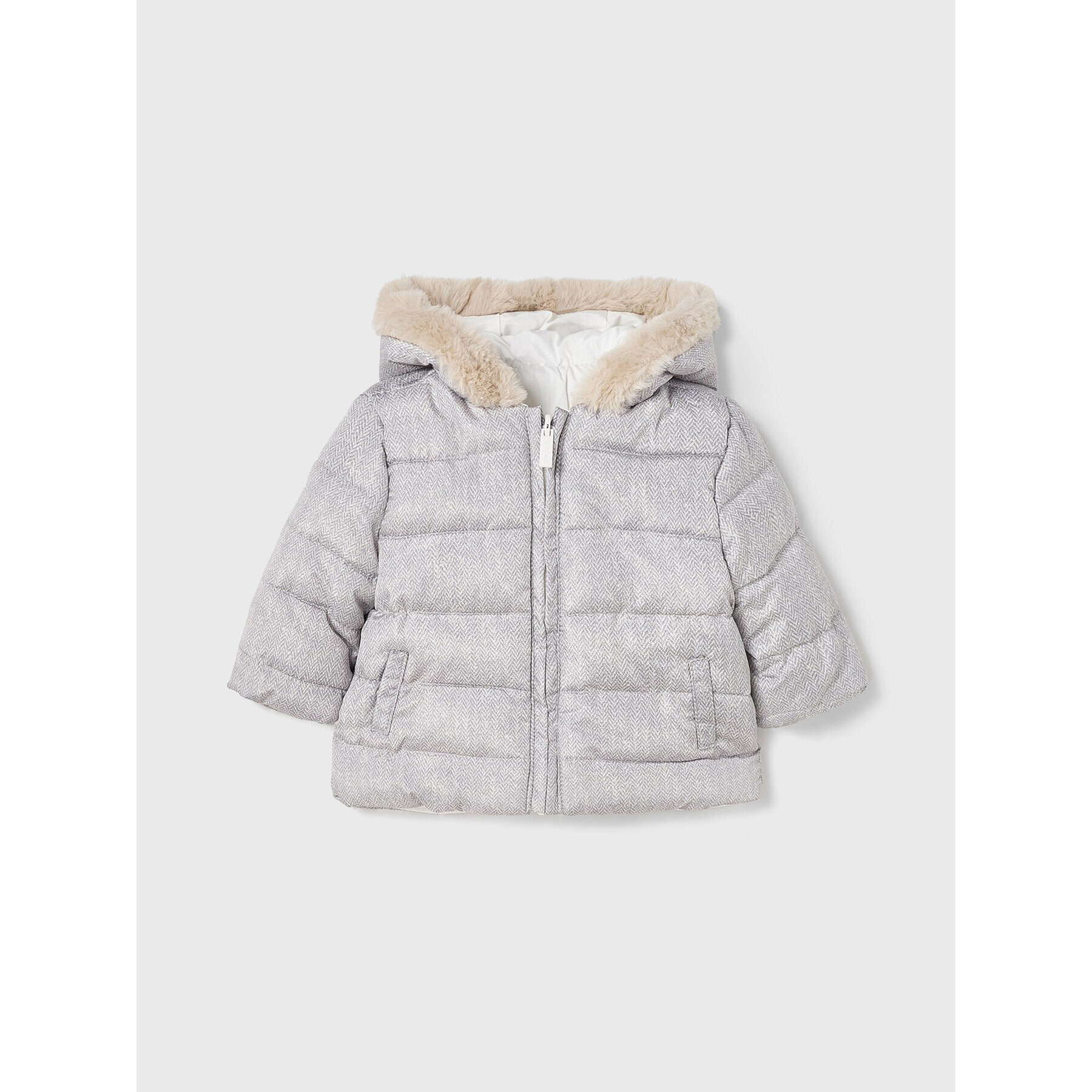 Mayoral Пухено яке 2401 Сив Regular Fit - Pepit.bg