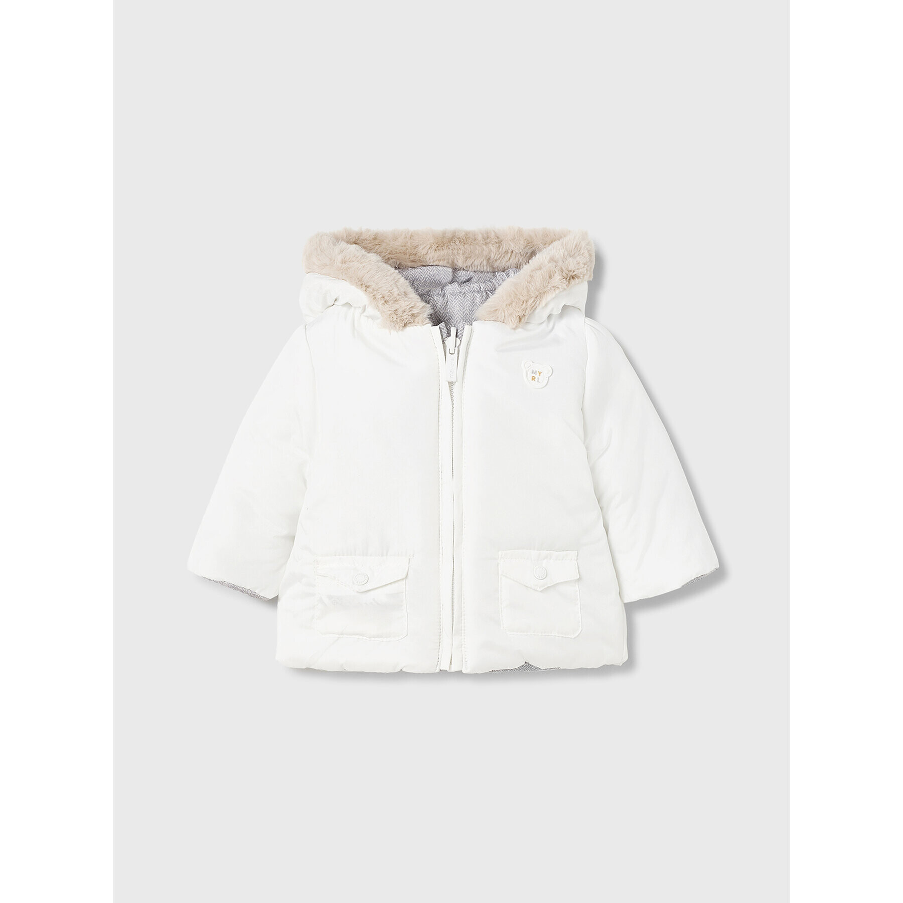 Mayoral Пухено яке 2401 Сив Regular Fit - Pepit.bg